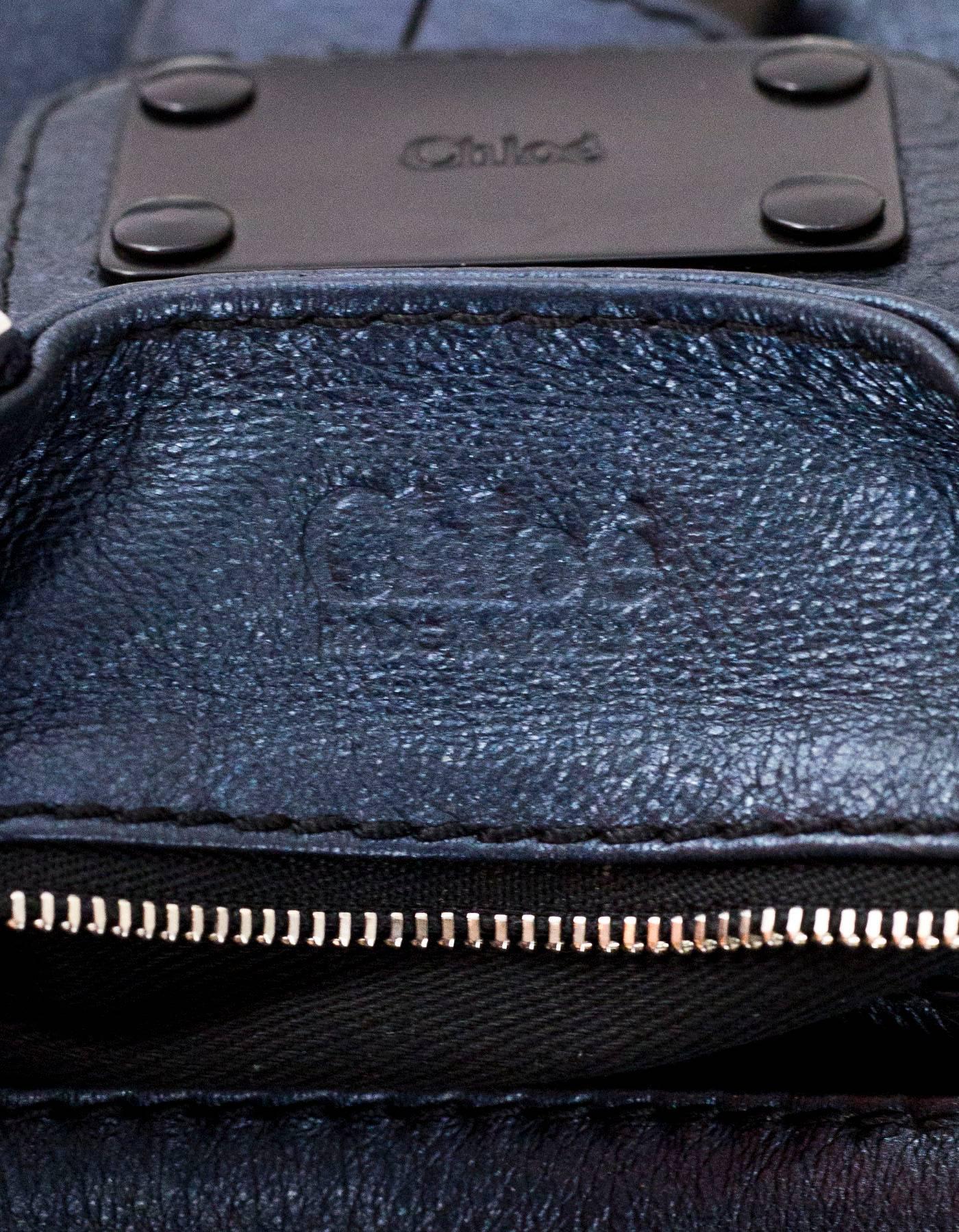 Women's Chloe Blue Metallic Leather Paddington Bag