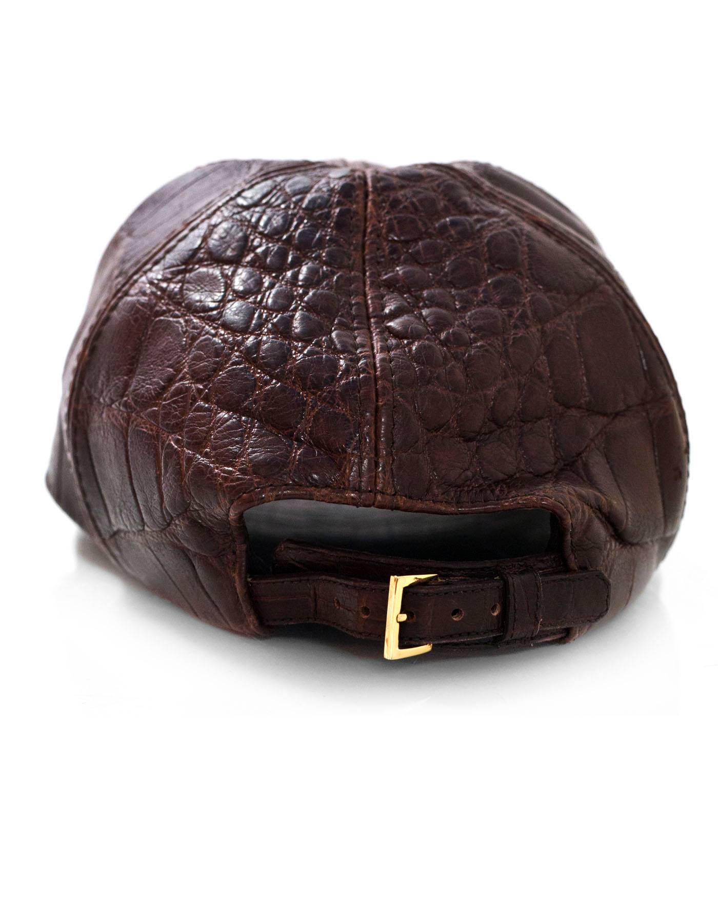 Brown Crocodile Baseball Cap In Excellent Condition In New York, NY