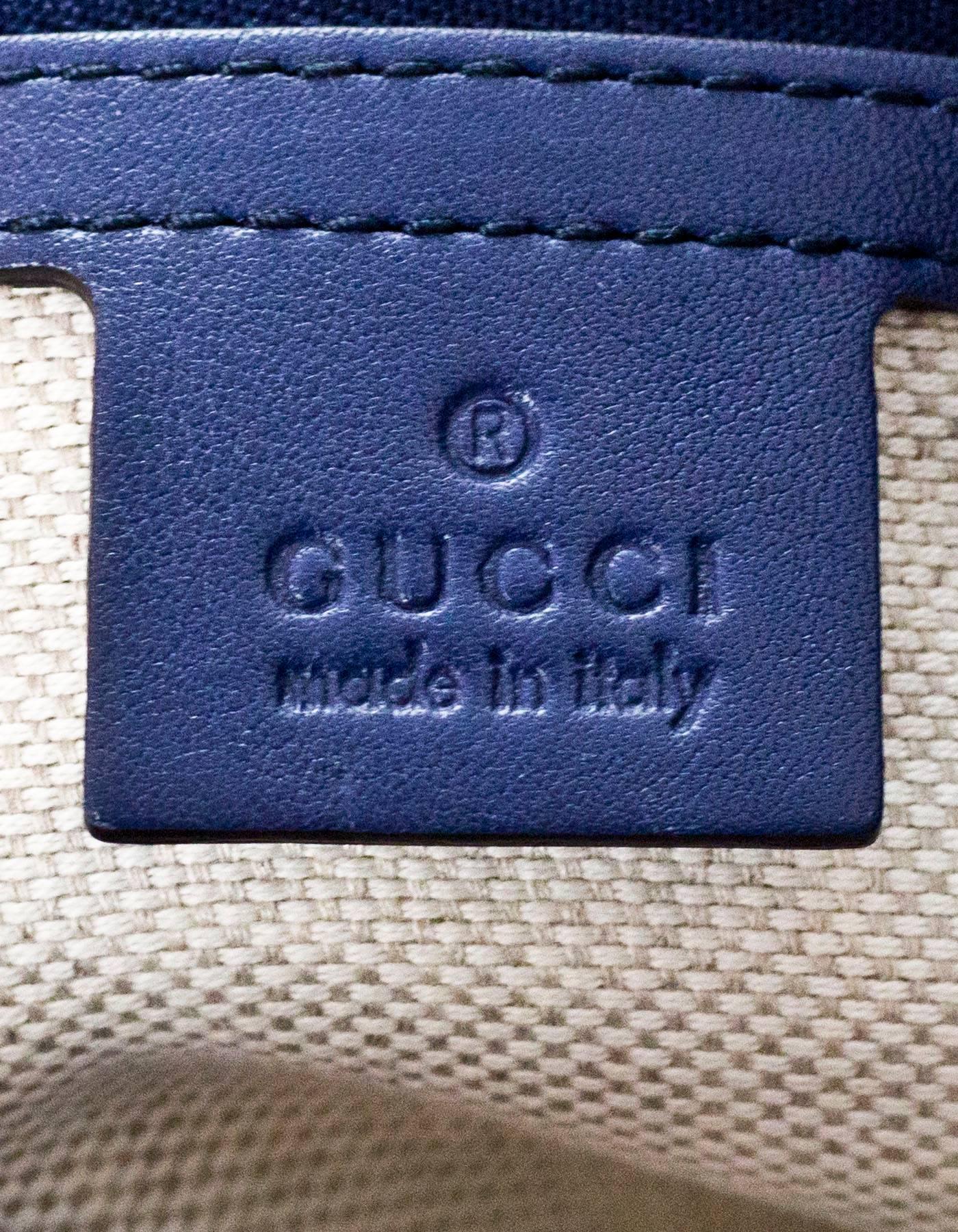 Gucci Navy Soft Patent Leather Soho Satchel Bag with Strap 4