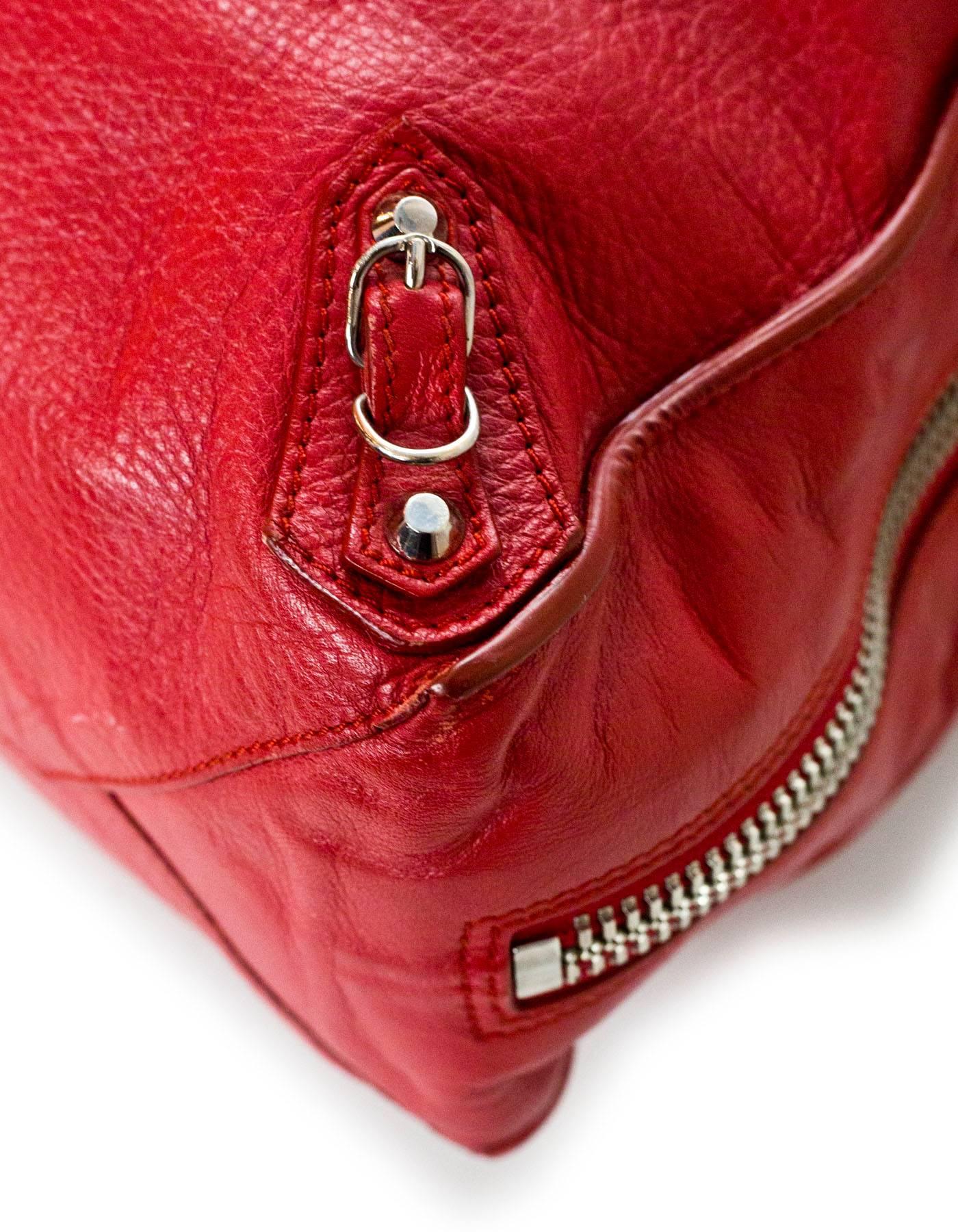 Women's Balenciaga Red Leather A4 Papier Zip Tote Bag with Dust Bag