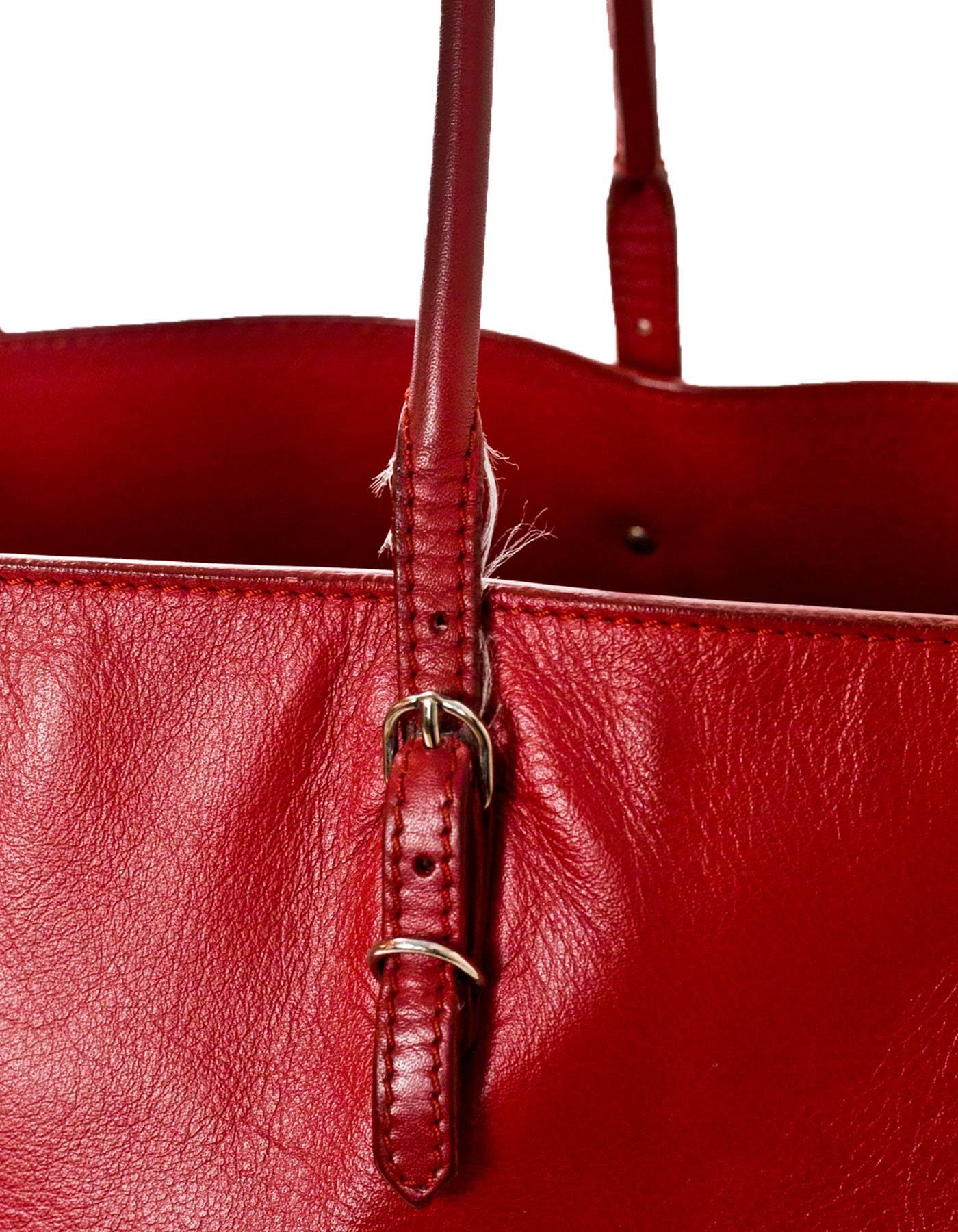 Balenciaga Red Leather A4 Papier Zip Tote Bag with Dust Bag 2