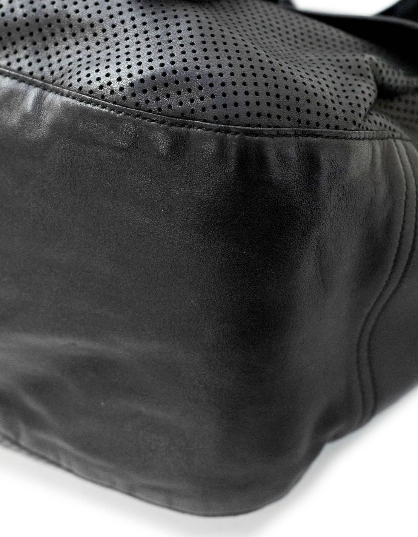 Ralph Lauren Black Perforated Leather Crossbody Messenger Bag 1