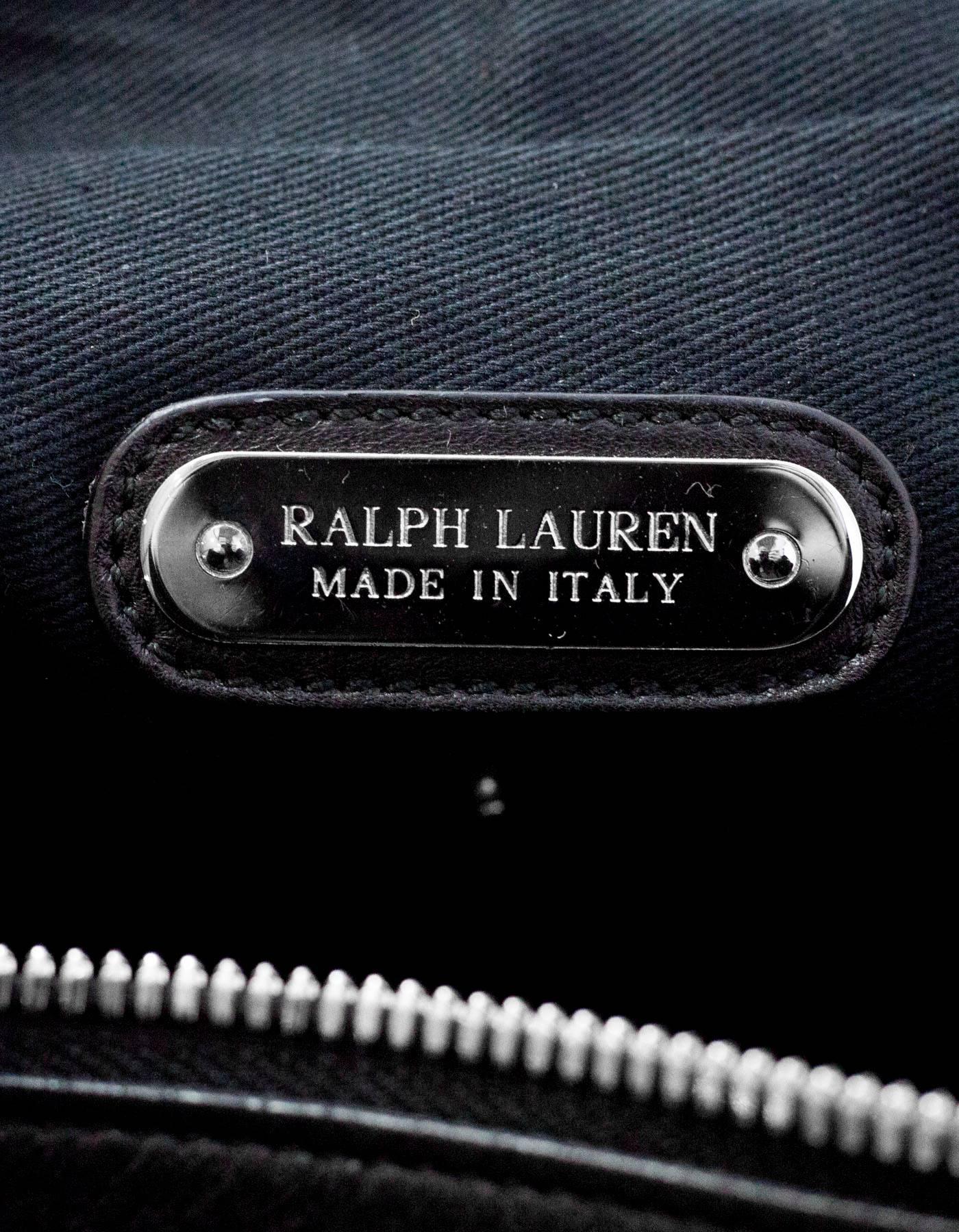 Ralph Lauren Black Perforated Leather Crossbody Messenger Bag 3