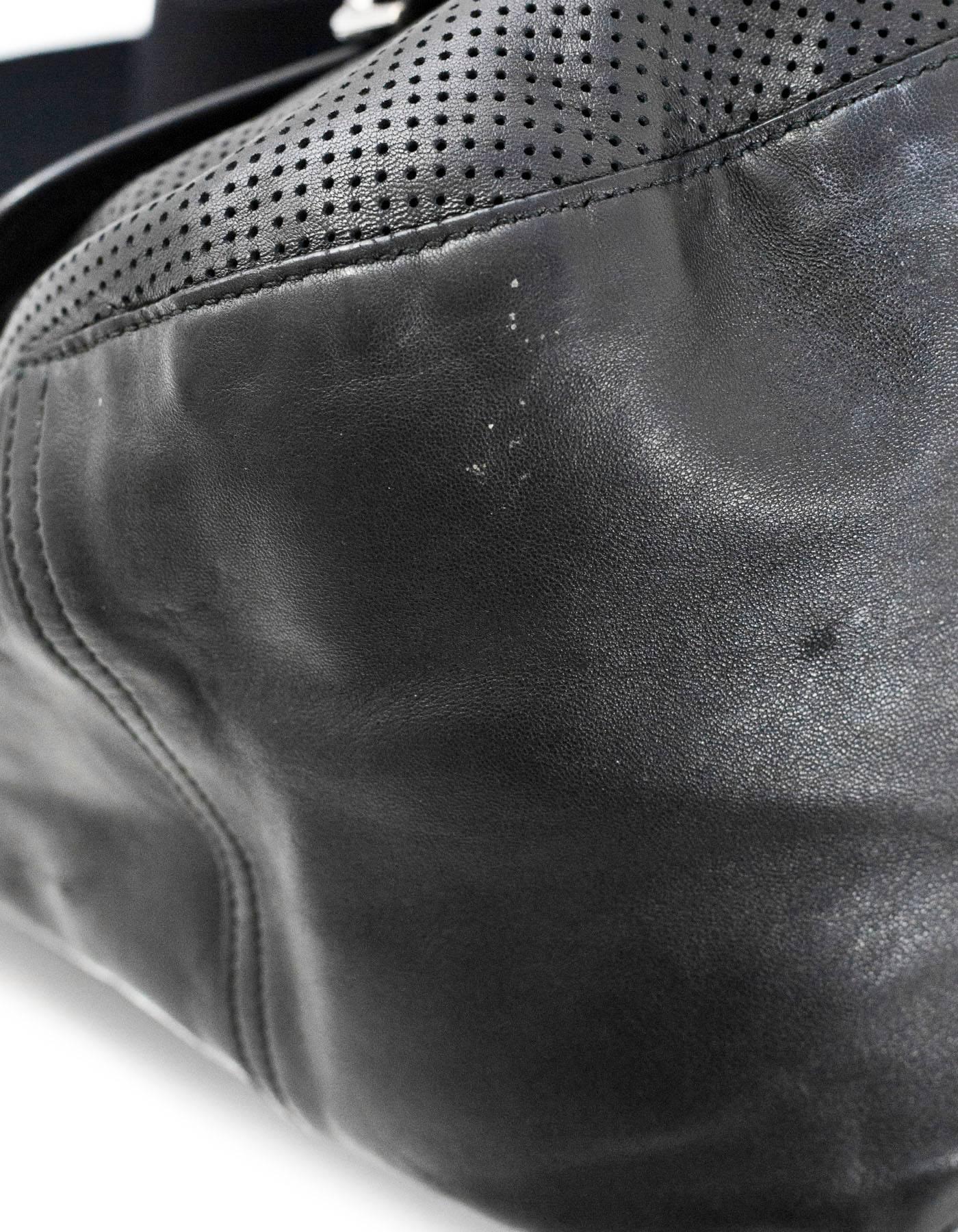 Women's or Men's Ralph Lauren Black Perforated Leather Crossbody Messenger Bag