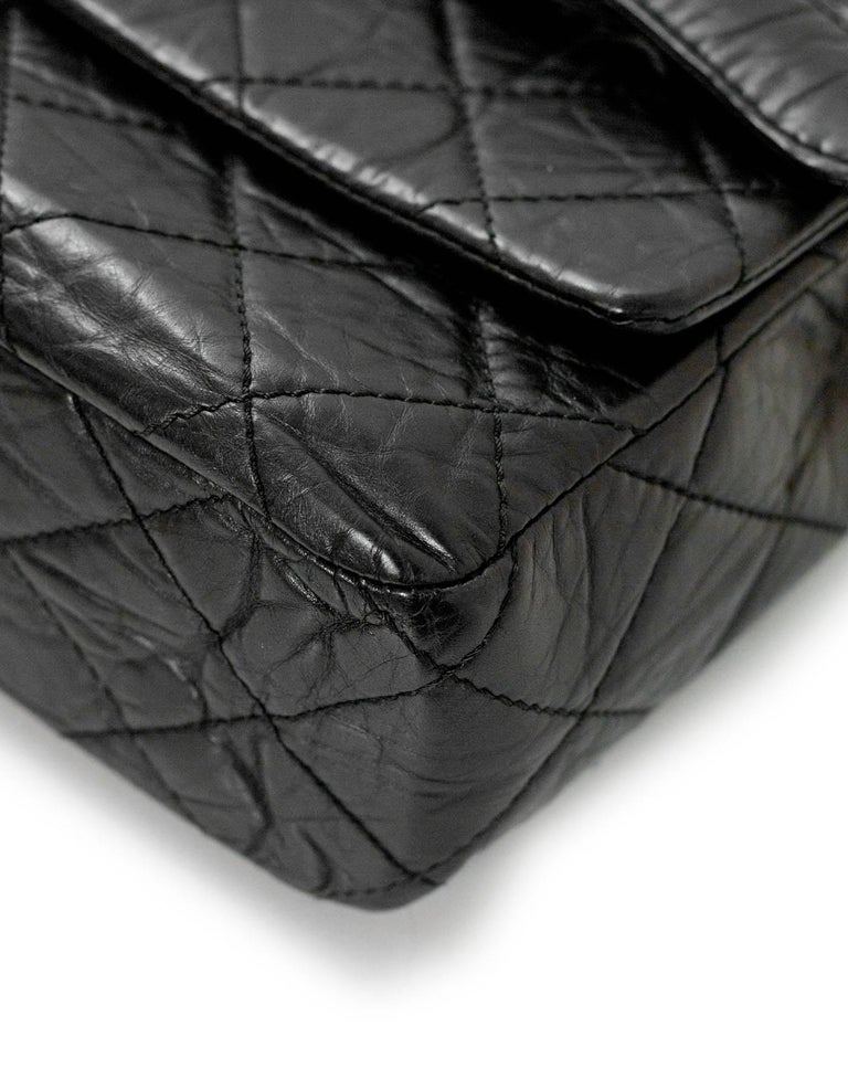 Chanel Black Distressed Calfskin Leather XL Reissue 2.55 Quilted Flap