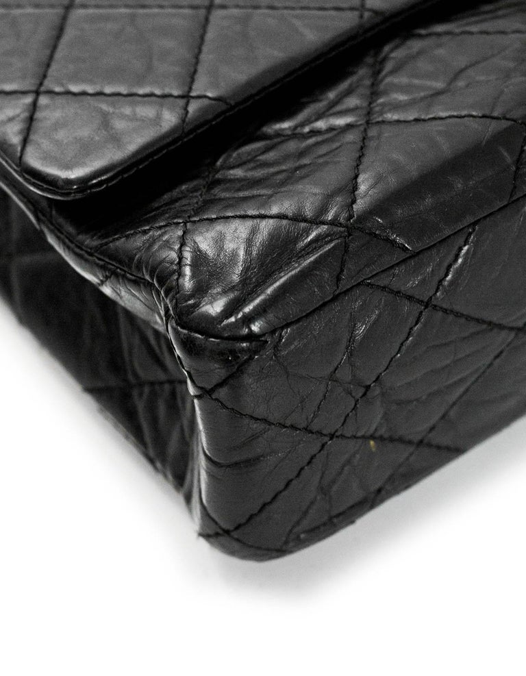 Chanel Black Distressed Calfskin Leather XL Reissue 2.55 Quilted Flap