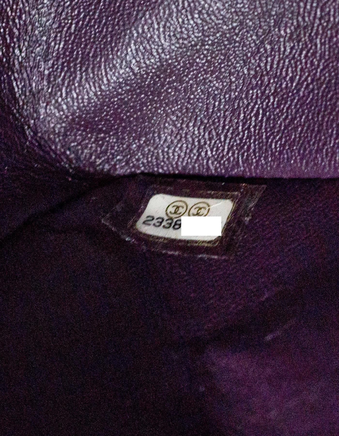 Chanel 2016 Dark Purple Quilted Caviar Jumbo Classic Double Flap Bag w/ Box 2