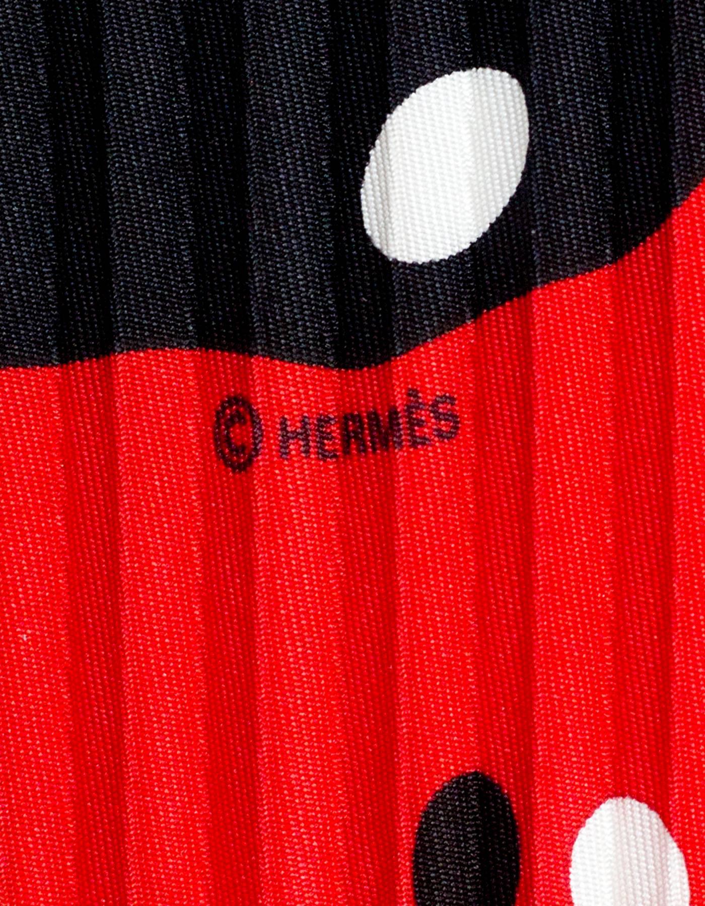 Hermes Red & Black Hola Flamenca Silk Plisse Pleated Scarf with Box 4