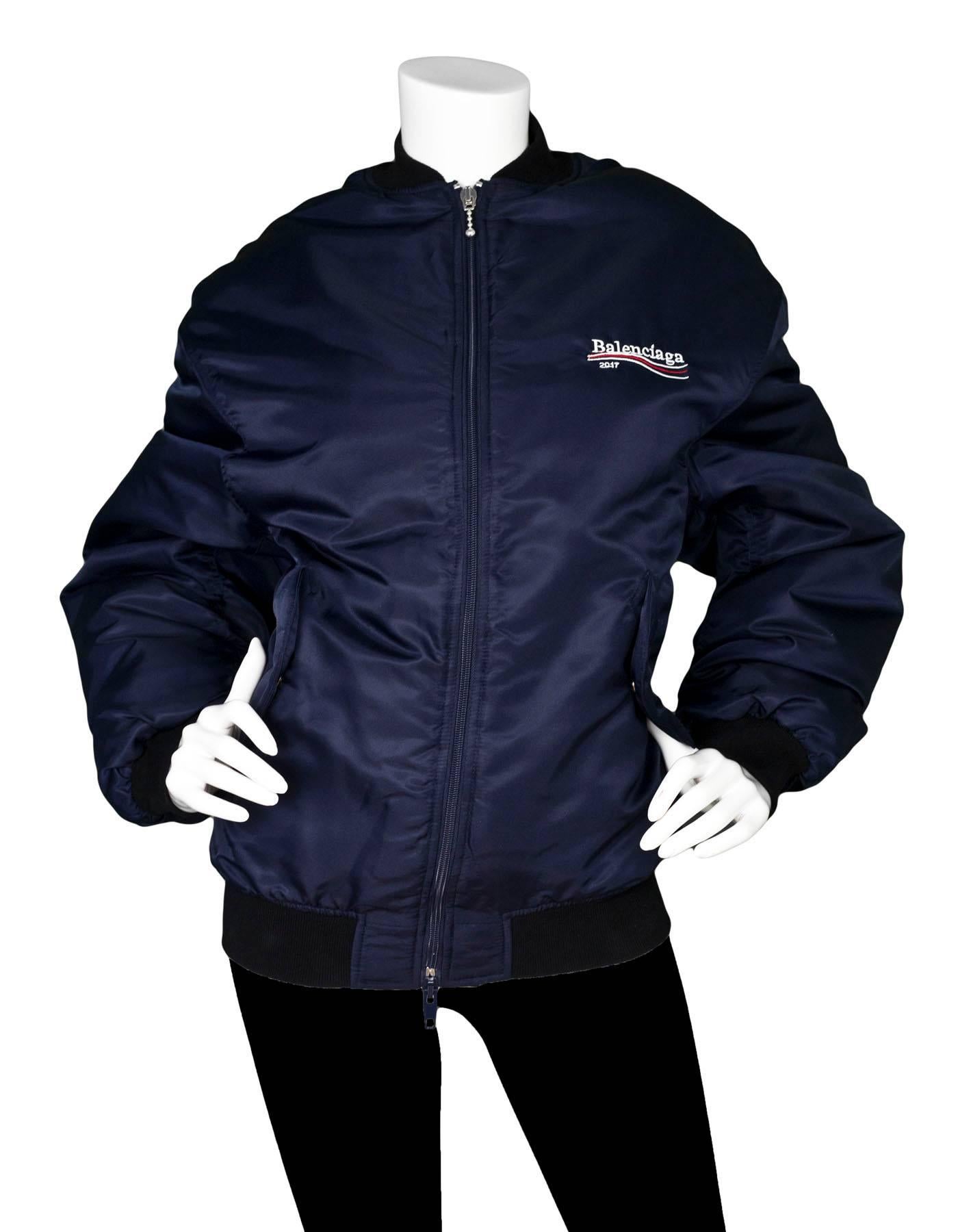 Balenciaga 2017 Men's Navy Wobble Embroidered Bomber Jacket sz L/XL For  Sale at 1stDibs | balenciaga 2017 bomber jacket, balenciaga bomber jacket  2017, balenciaga 2017 jacket