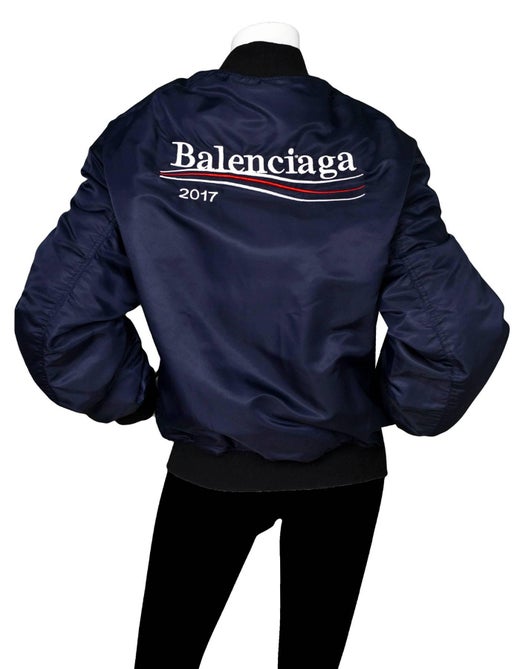 Balenciaga 2017 Men's Navy Wobble Embroidered Bomber Jacket sz L/XL For  Sale at 1stDibs | balenciaga 2017 bomber jacket, balenciaga bomber jacket  2017, balenciaga 2017 jacket