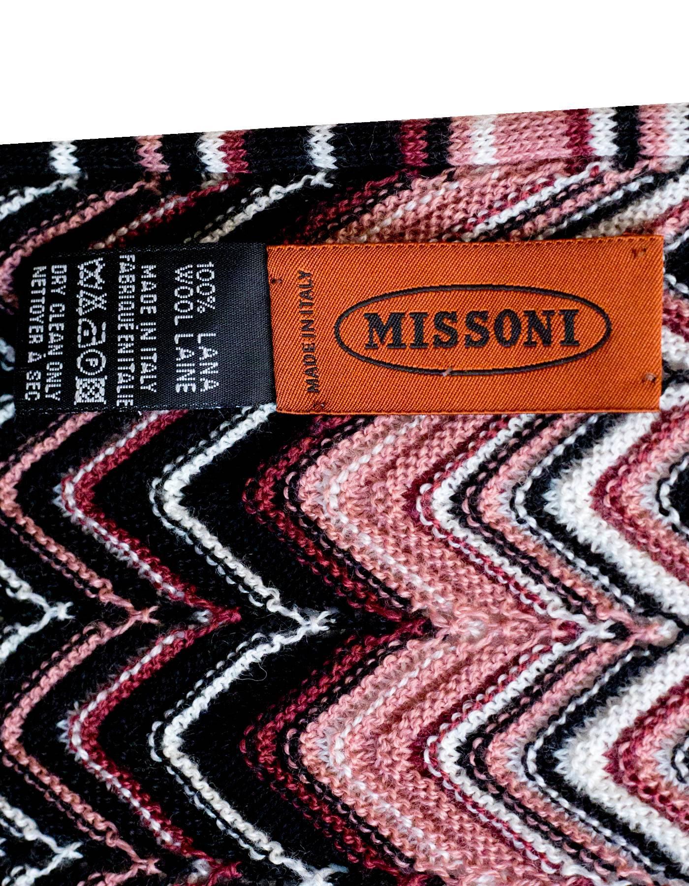 Missoni Multi-Colored Chevron Knit Wool Scarf In Excellent Condition In New York, NY