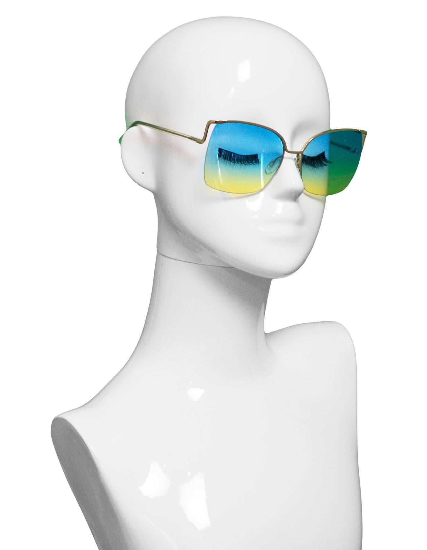 Barton Perreira Blue & Yellow Satdha Sunglasses
Feature's transparent beige acetate temples. These frames are styled with blue and yellow gradient lenses that offer 100% UVA and UVB protection.

Made In: Japan
Color: Blue, yellow,