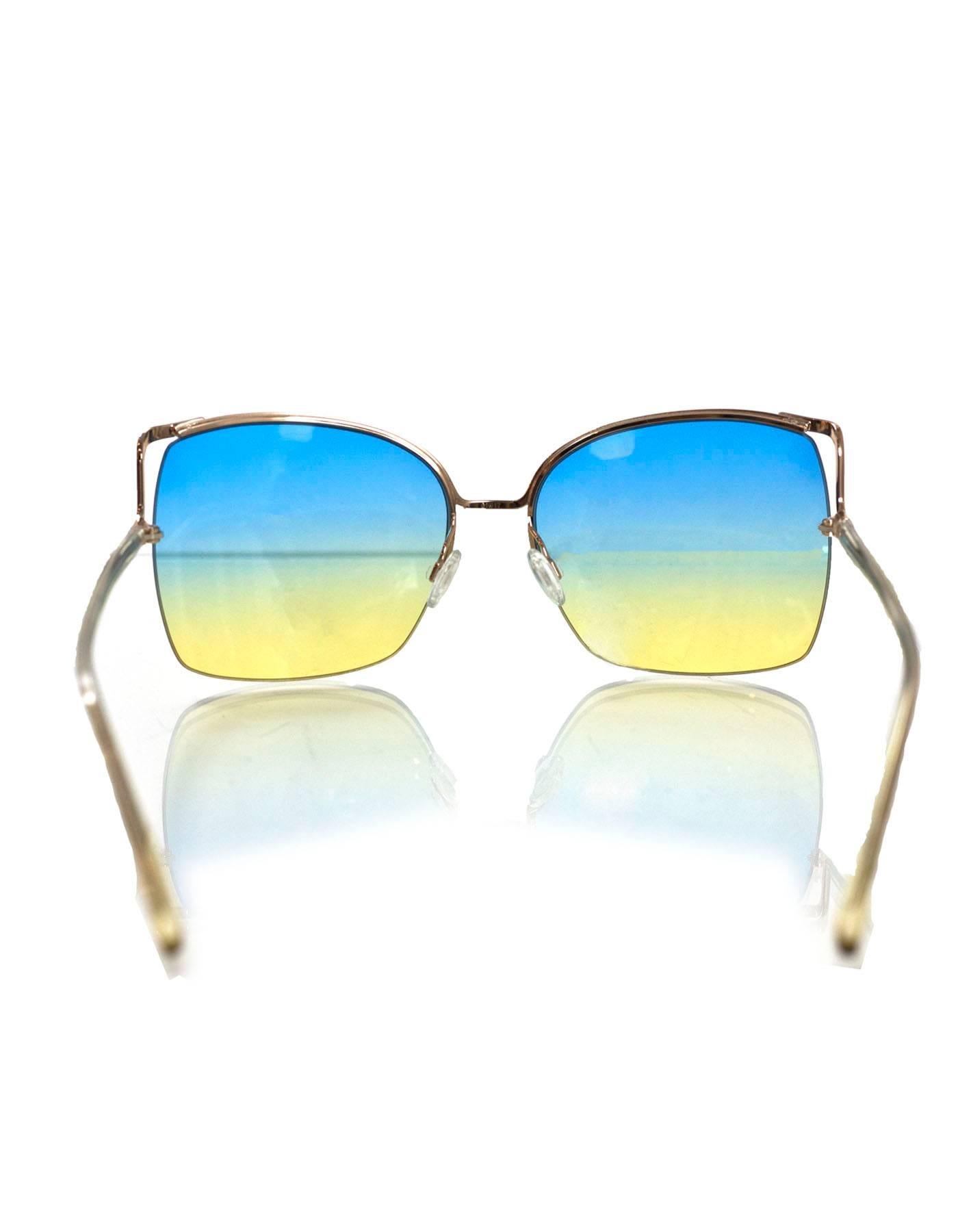Barton Perreira Blue & Yellow Satdha Sunglasses with Case rt. $510 In Excellent Condition In New York, NY