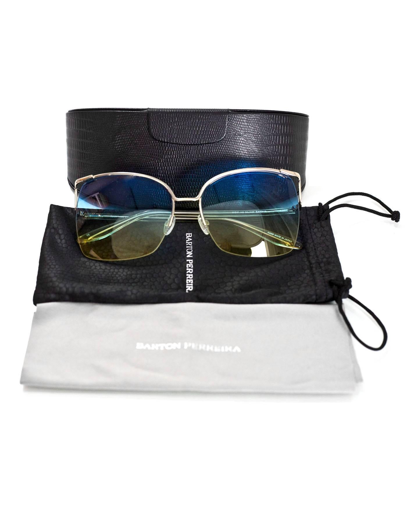 Barton Perreira Blue & Yellow Satdha Sunglasses with Case rt. $510 3