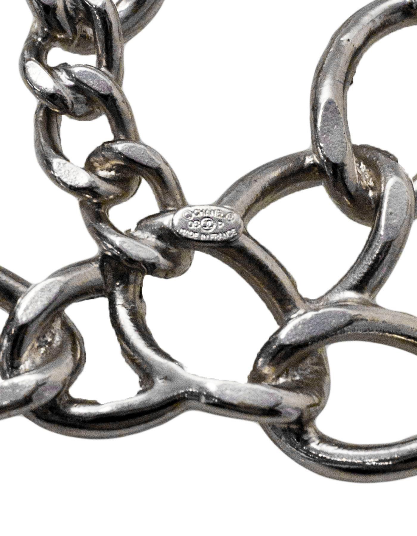 Women's Chanel 2006 Silvertone Chain-Link Large CC Brooch Pin