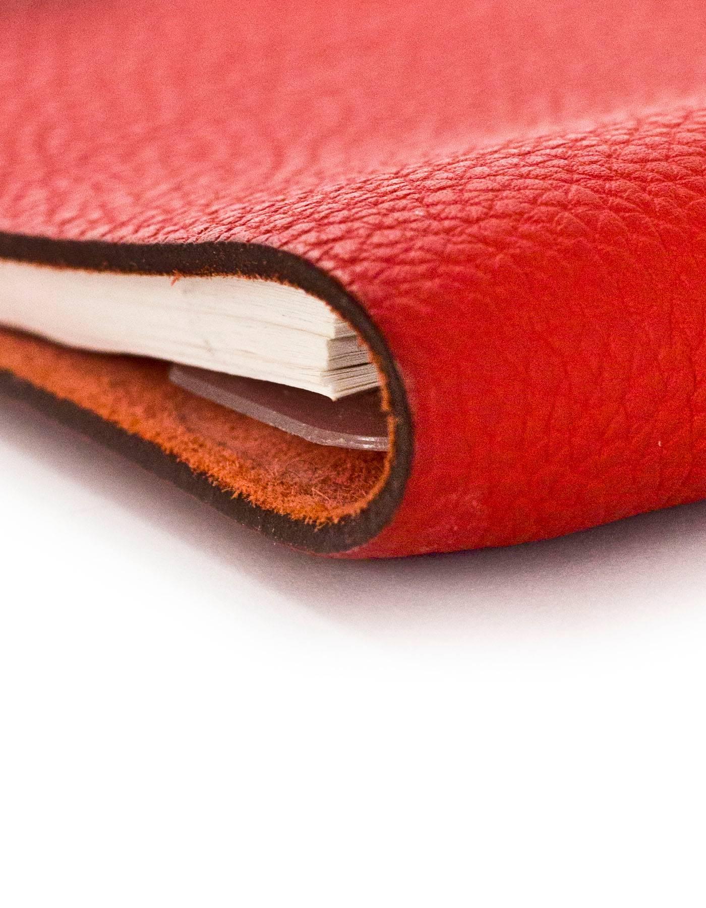 Women's or Men's Hermes Red Togo Leather Ulysse PM Notebook Cover w/ Insert
