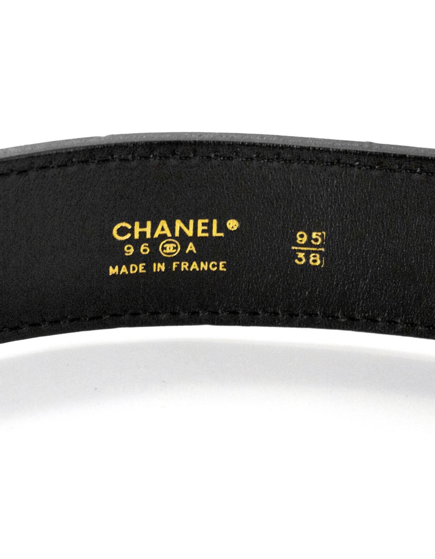Chanel 1996 Vintage Black & Goldtone XL CC Belt Sz 95 5