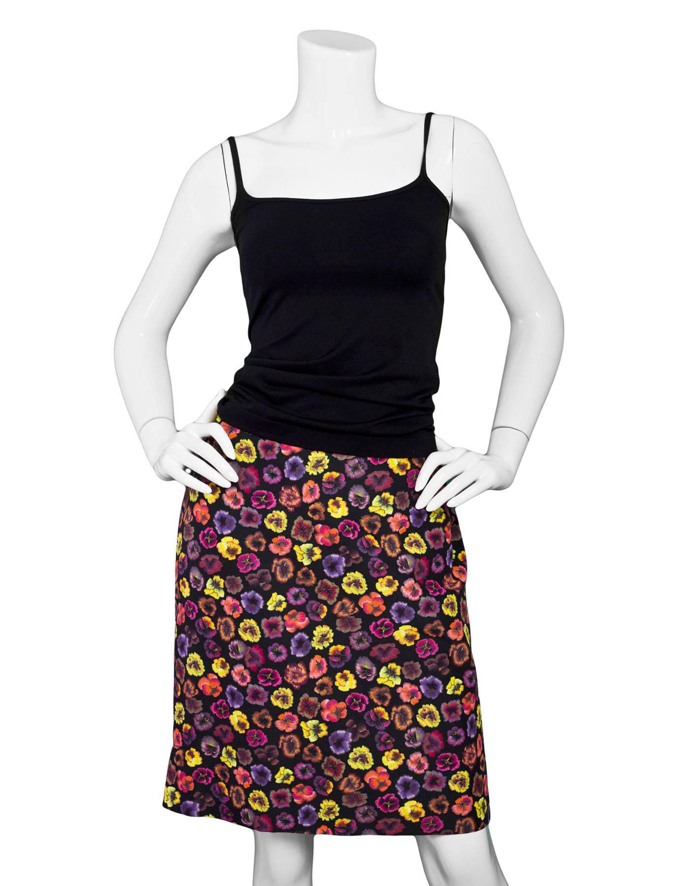 Black Dries Van Noten Floral Print Skirt Sz FR42
