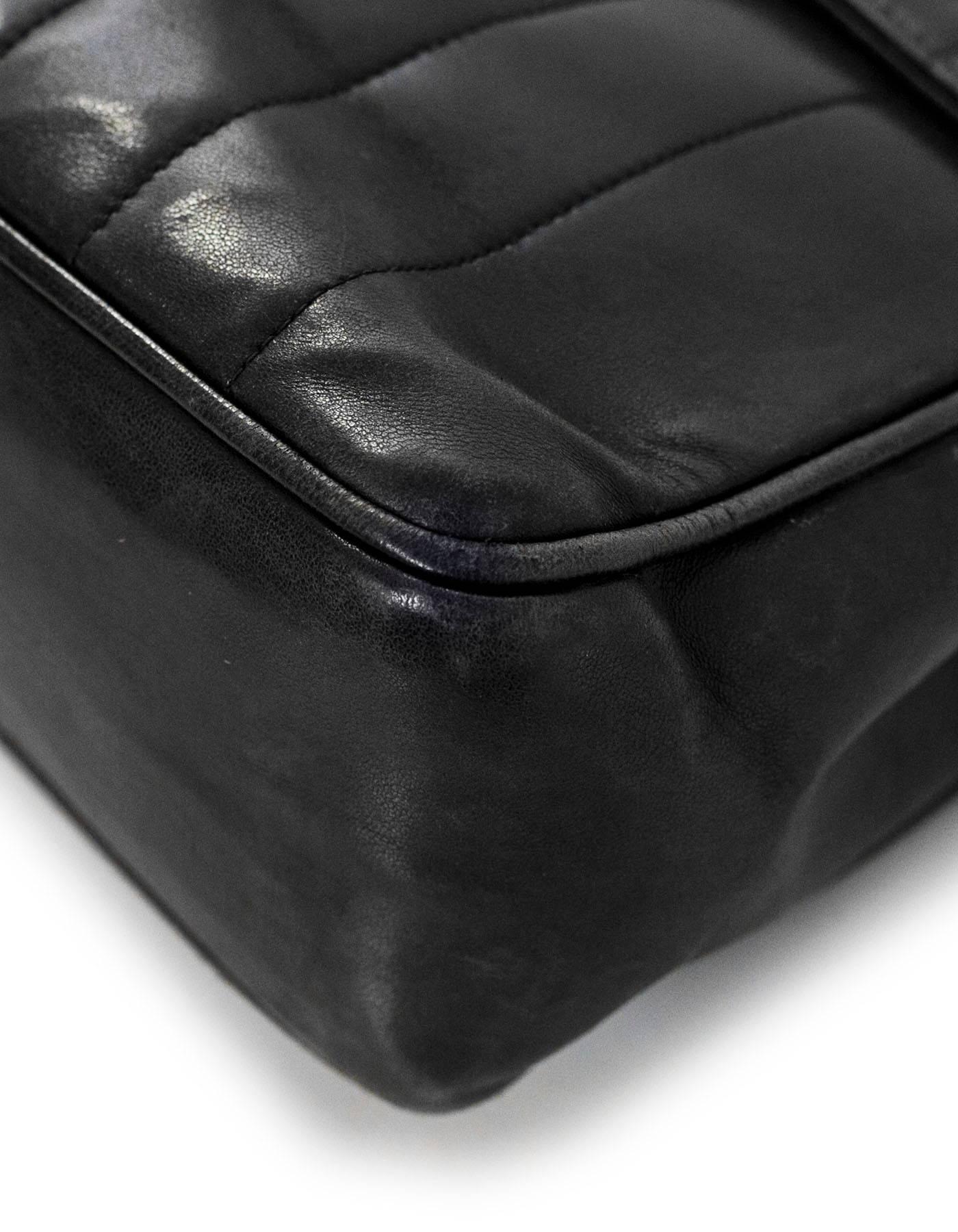 Women's Chanel '90 Vintage Black Lambskin Vertical Quilted CC Jumbo Flap Bag