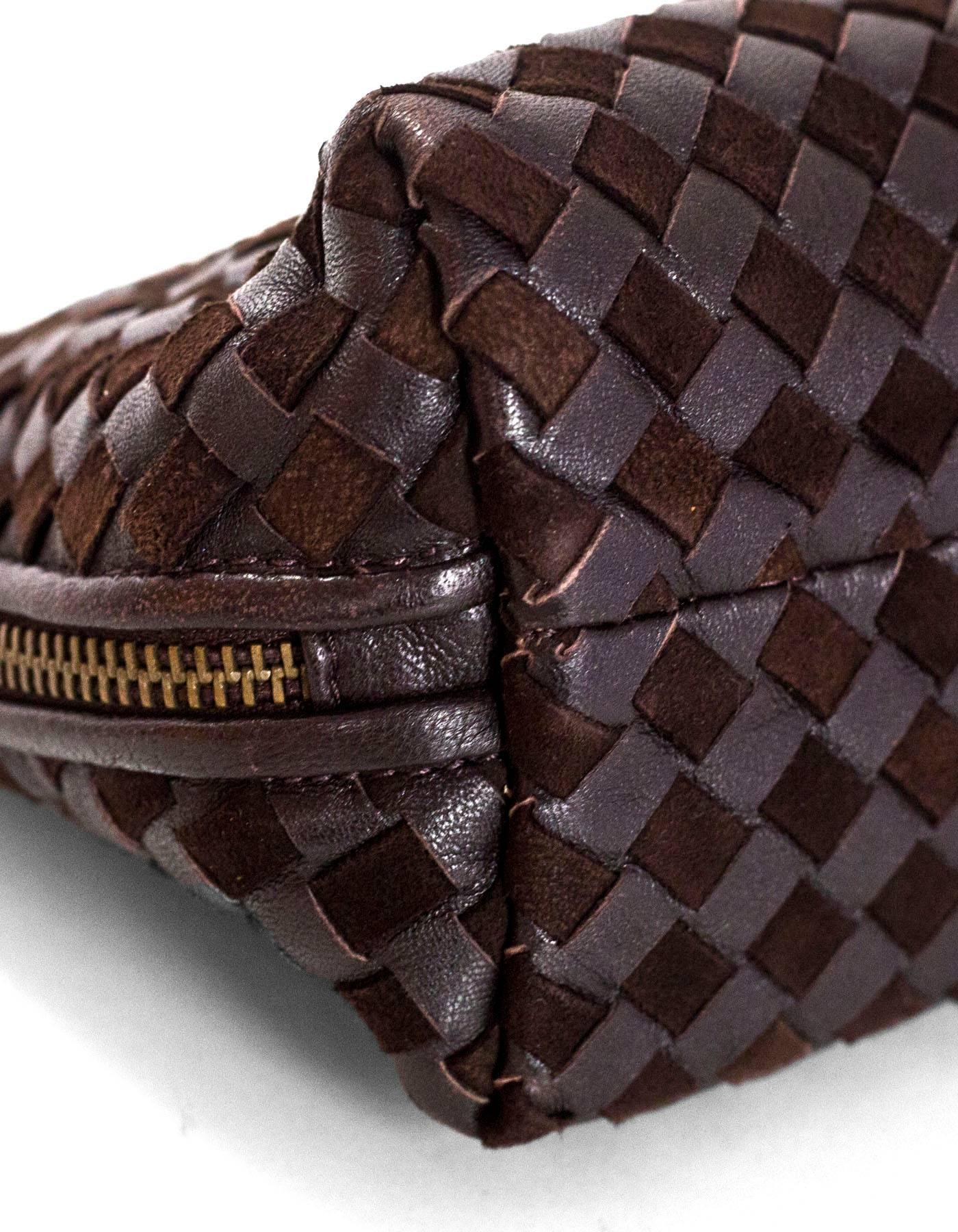 Black Bottega Veneta Brown Suede & Leather Intrecciato XL Cosmetic Case/Clutch Bag