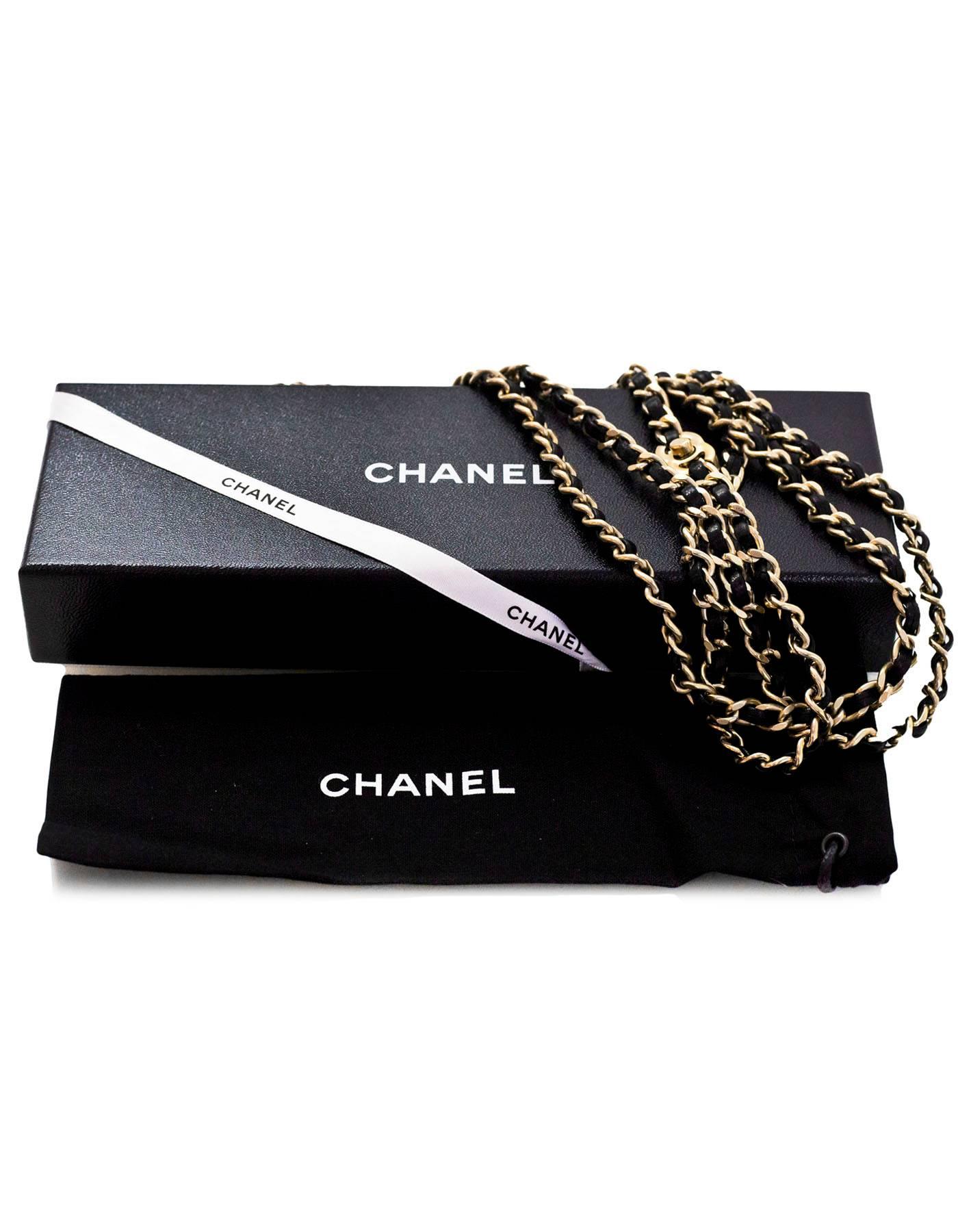 Chanel 2012 Black and Light Goldtone Woven Leather CC Twist Lock Necklace 1