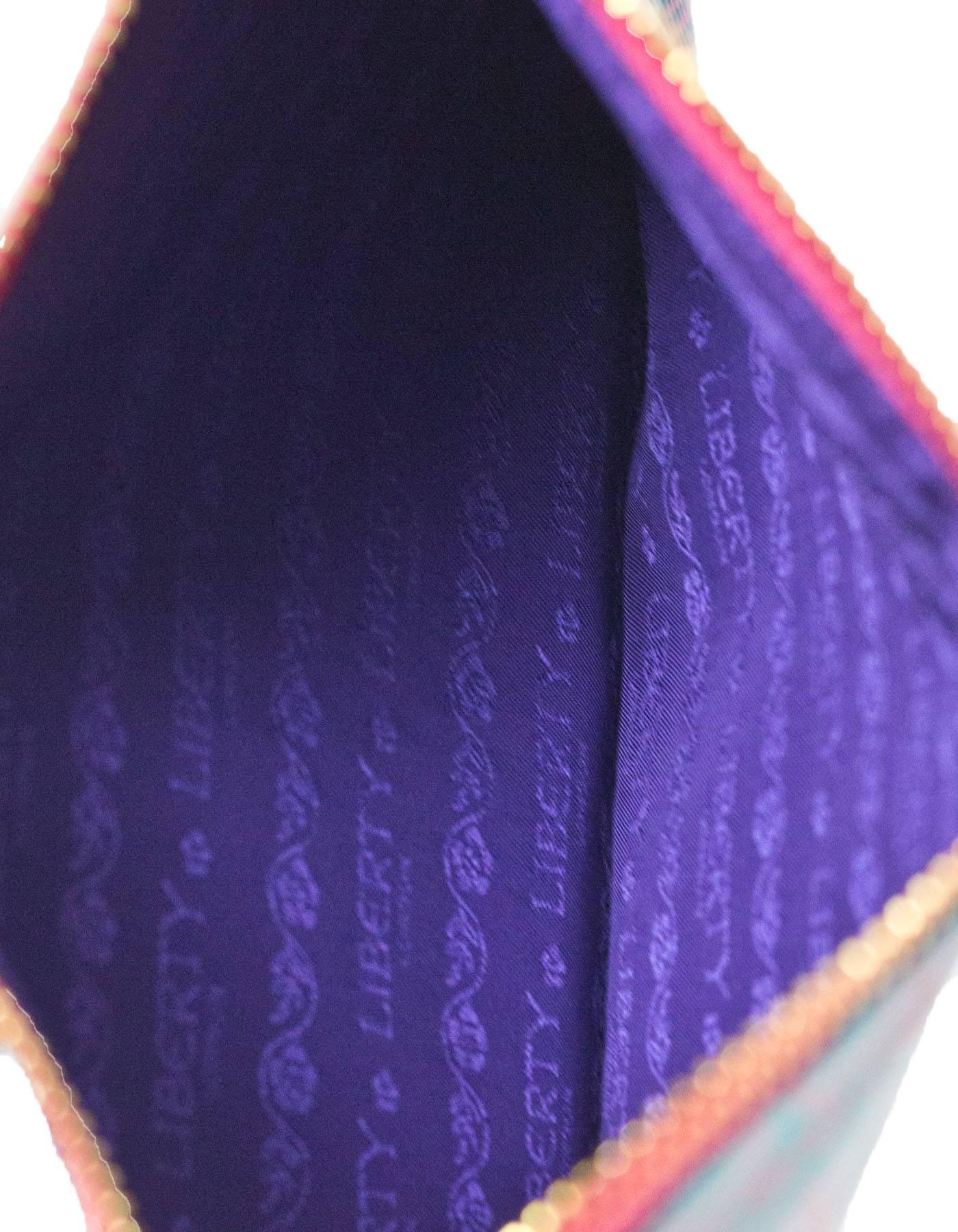 Purple Liberty London Pink & Blue Iphis-Print Zip Top Pouch/Clutch Bag