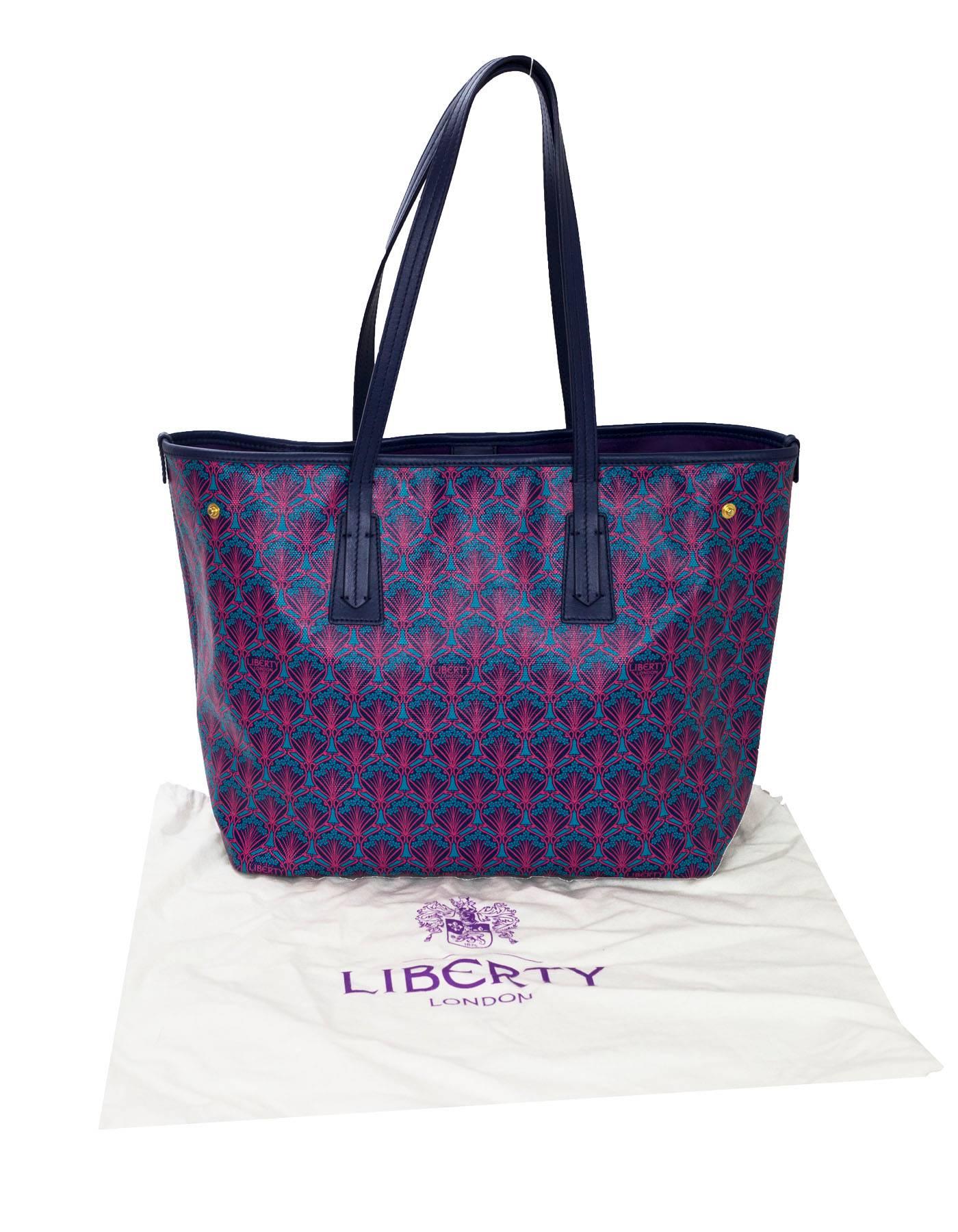 Liberty London Pink & Blue Marlborough Iphis-Print Tote Bag with Dust Bag 2