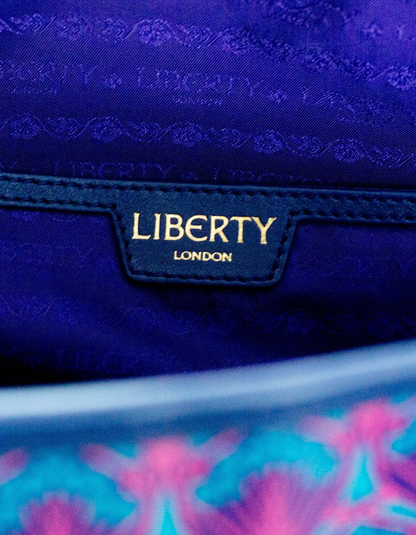 Liberty London Pink & Blue Marlborough Iphis-Print Tote Bag with Dust Bag In Excellent Condition In New York, NY