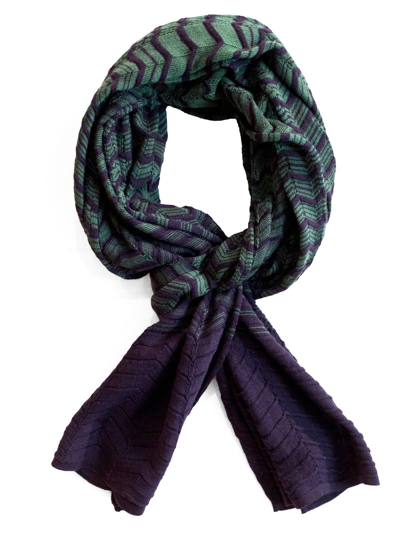 M Missoni Navy & Green Chevron Knit Scarf

Made In: Italy
Color: Navy, green
Composition: Not listed, feels like cotton blend
Overall Condition: Excellent pre-owned condition, small stain

Measurements: 
Length: 70"
Width: 12"