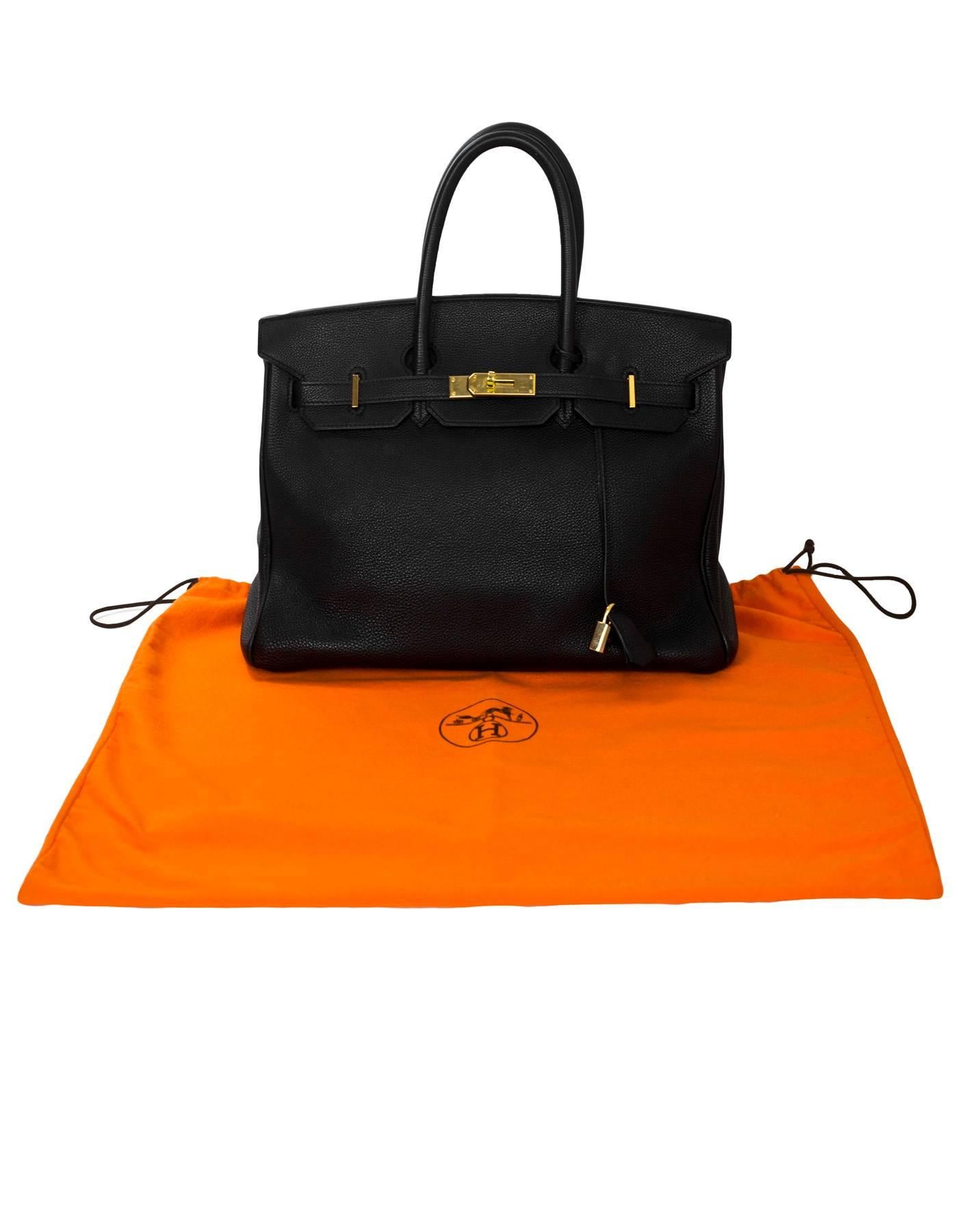 Hermes 2003 Black Togo Leather 35cm Birkin Bag w/ Gold Hardware 5