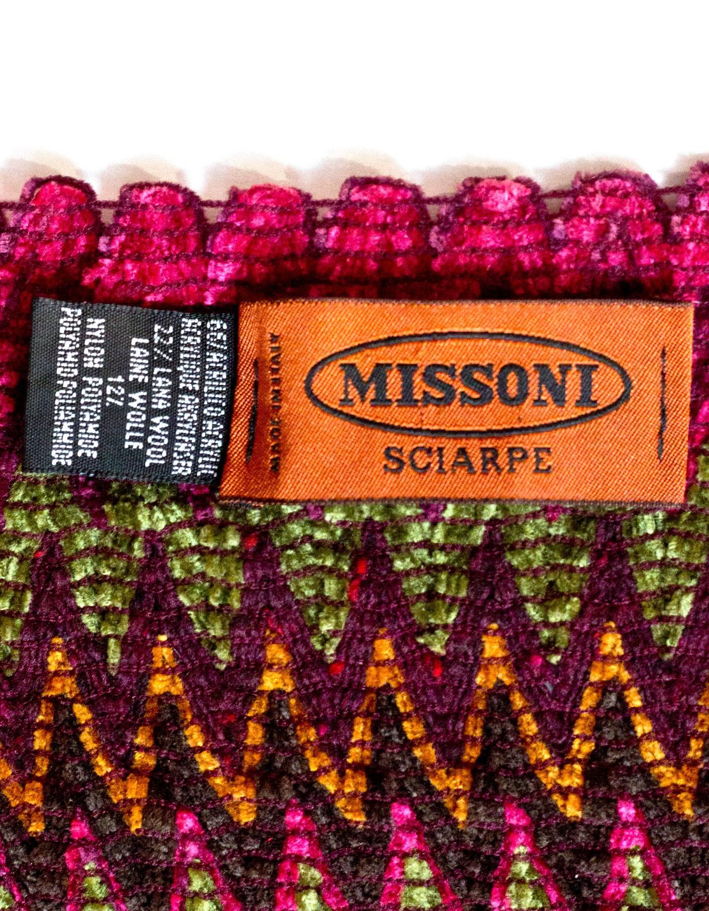 Missoni Multi-Colored Chevron Knit Wool Scarf  In Excellent Condition In New York, NY