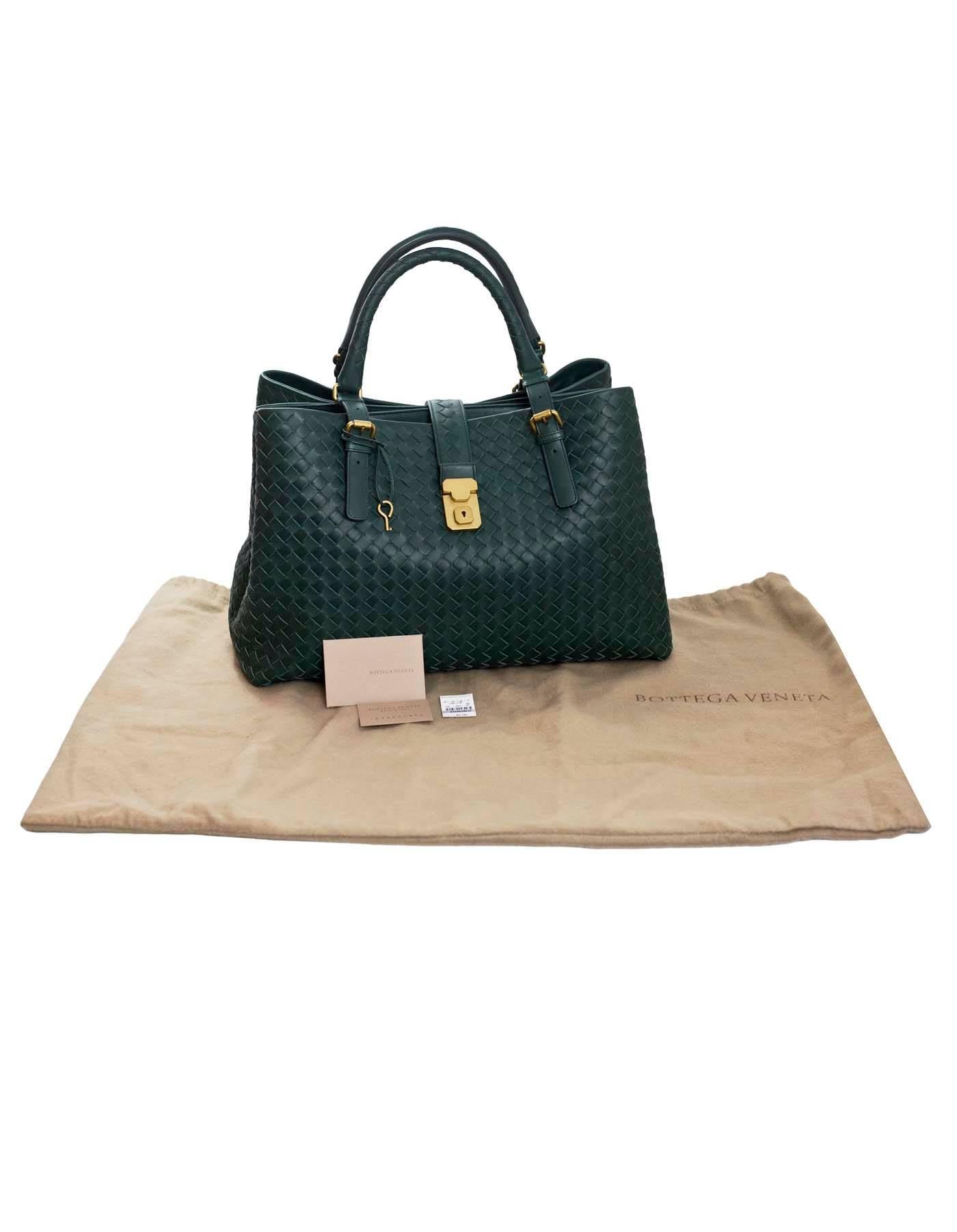 Bottega Veneta Green Intrecciato Woven Leather Roma Tote Bag 3