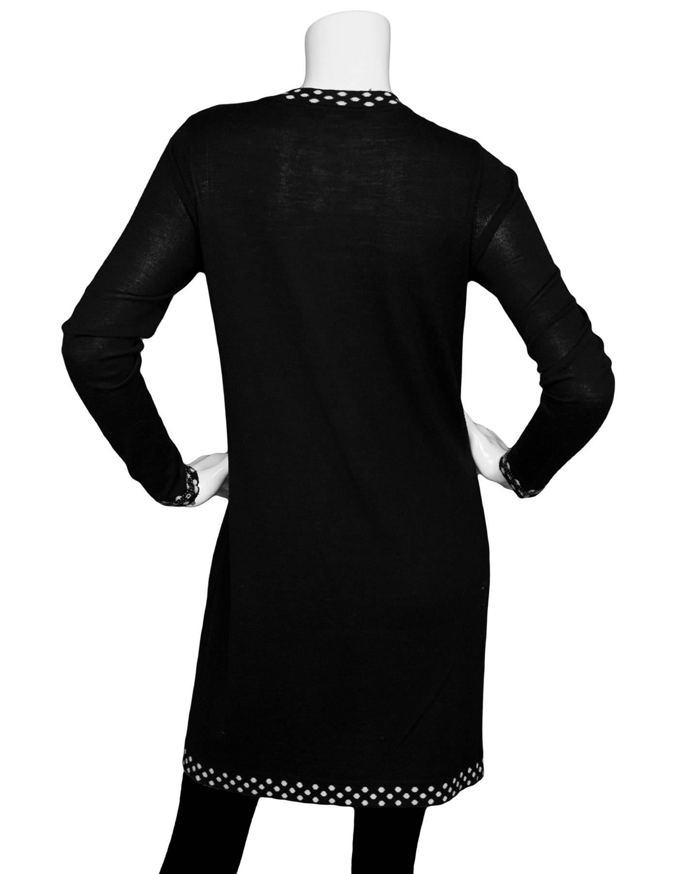 Diane von Furstenberg Black Wool Long Cardigan Sweater sz M In Excellent Condition In New York, NY