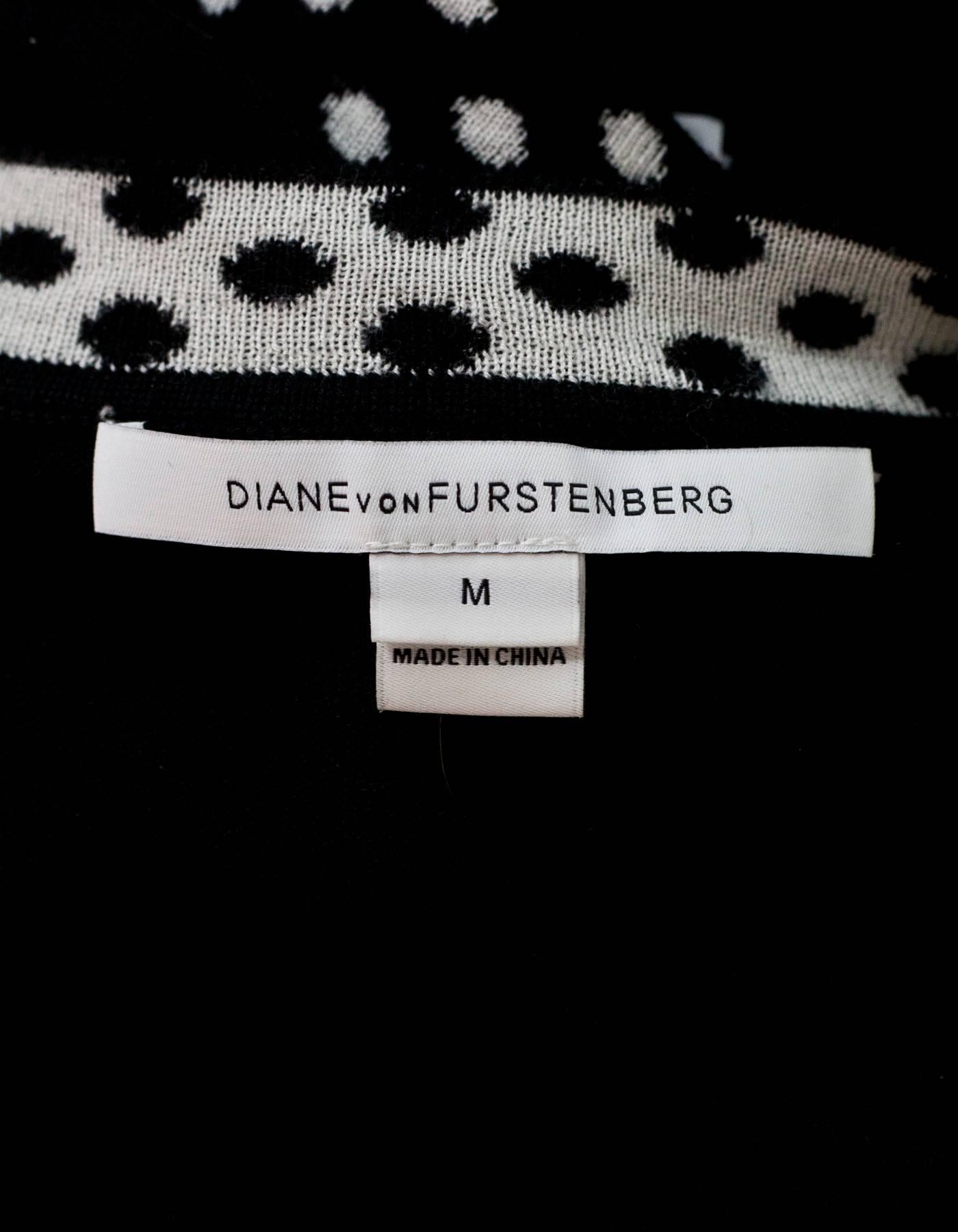 Women's Diane von Furstenberg Black Wool Long Cardigan Sweater sz M