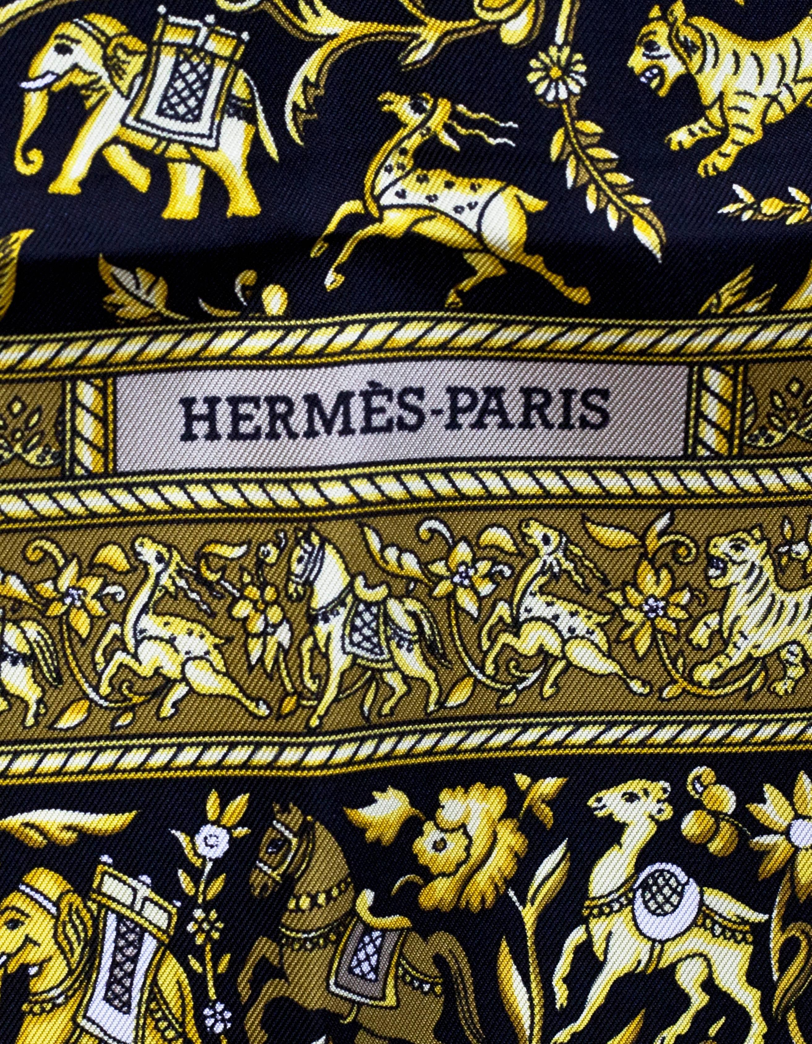 Hermes Black & Gold Chasse En Inde 90cm/36