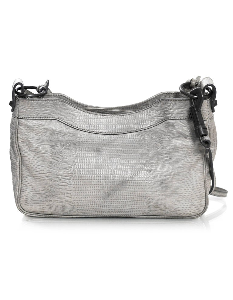 Balenciaga Dove Grey Embossed Lizard Classic Hip Crossbody Bag For Sale