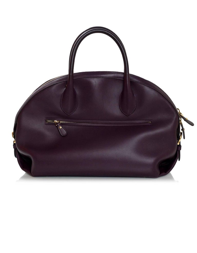 Salvatore Ferragamo Plum Leather Medium Fiamma Bowler Bag For Sale at ...