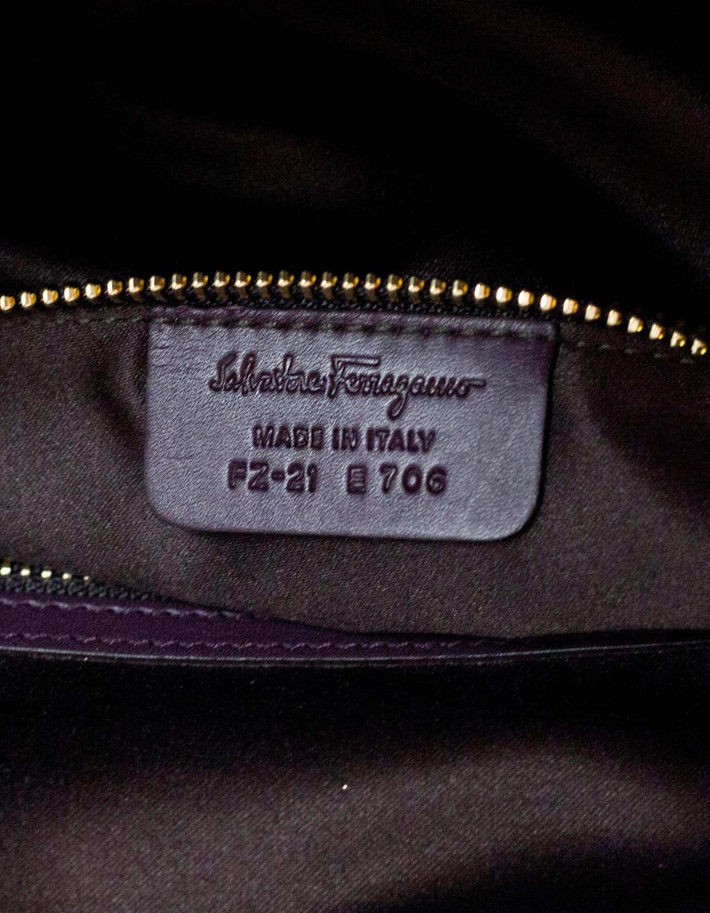 Salvatore Ferragamo Plum Leather Medium Fiamma Bowler Bag 1