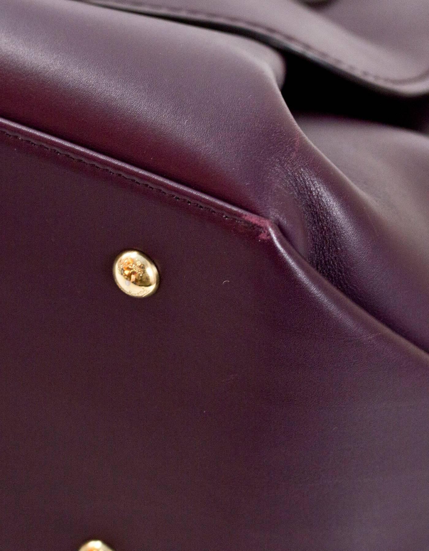 Black Salvatore Ferragamo Plum Leather Medium Fiamma Bowler Bag