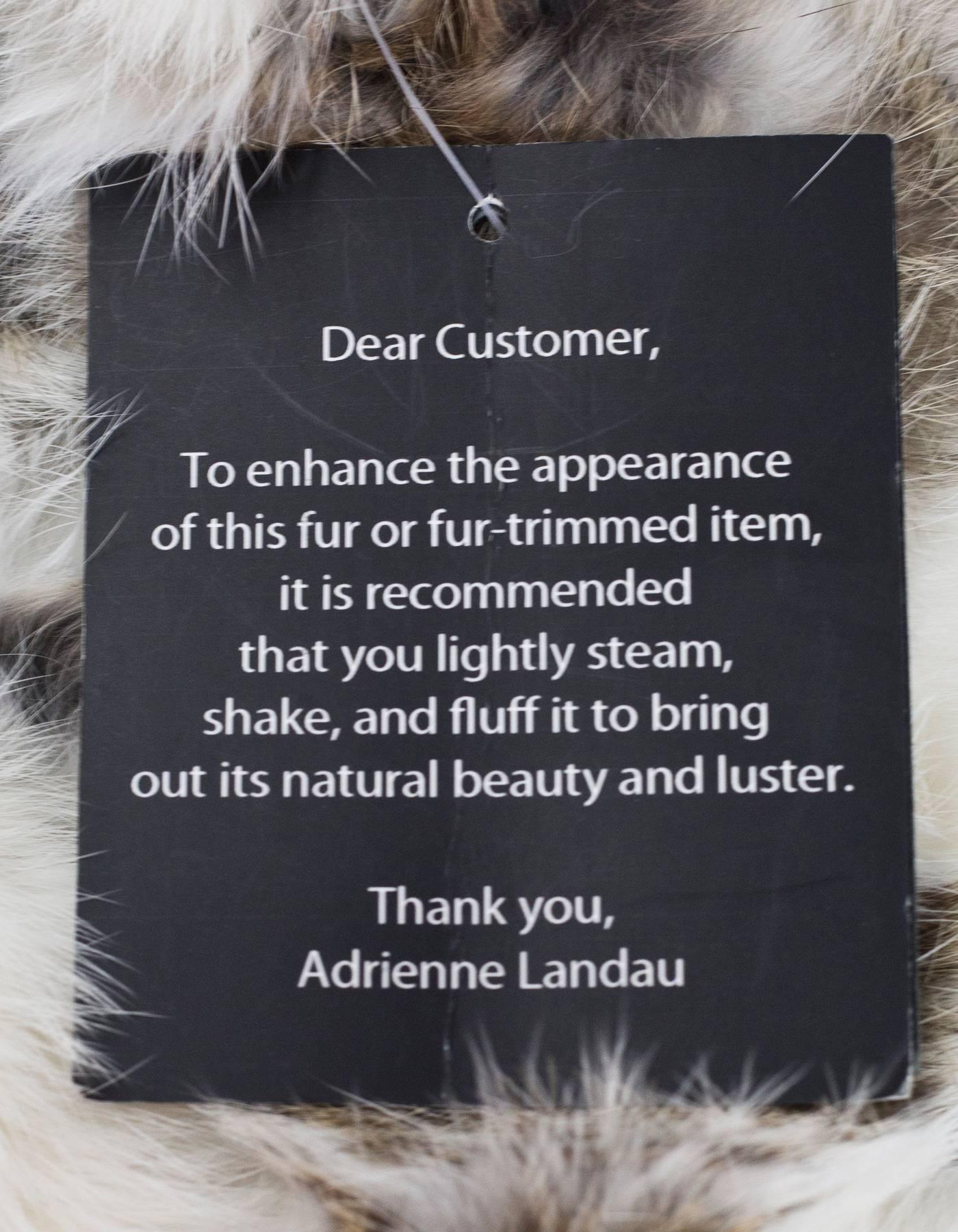 Women's Adrienne Landau White Rabbit Fur Scarf with Tags