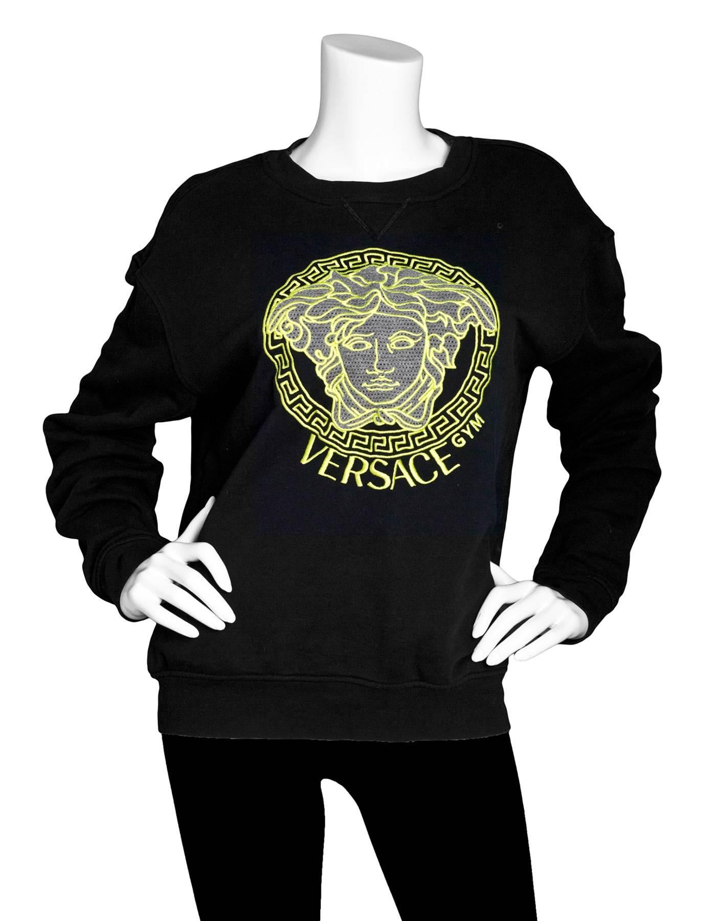 Versace Gym Men s Black Neon Medusa Head Sweatshirt Sz 4 XS
