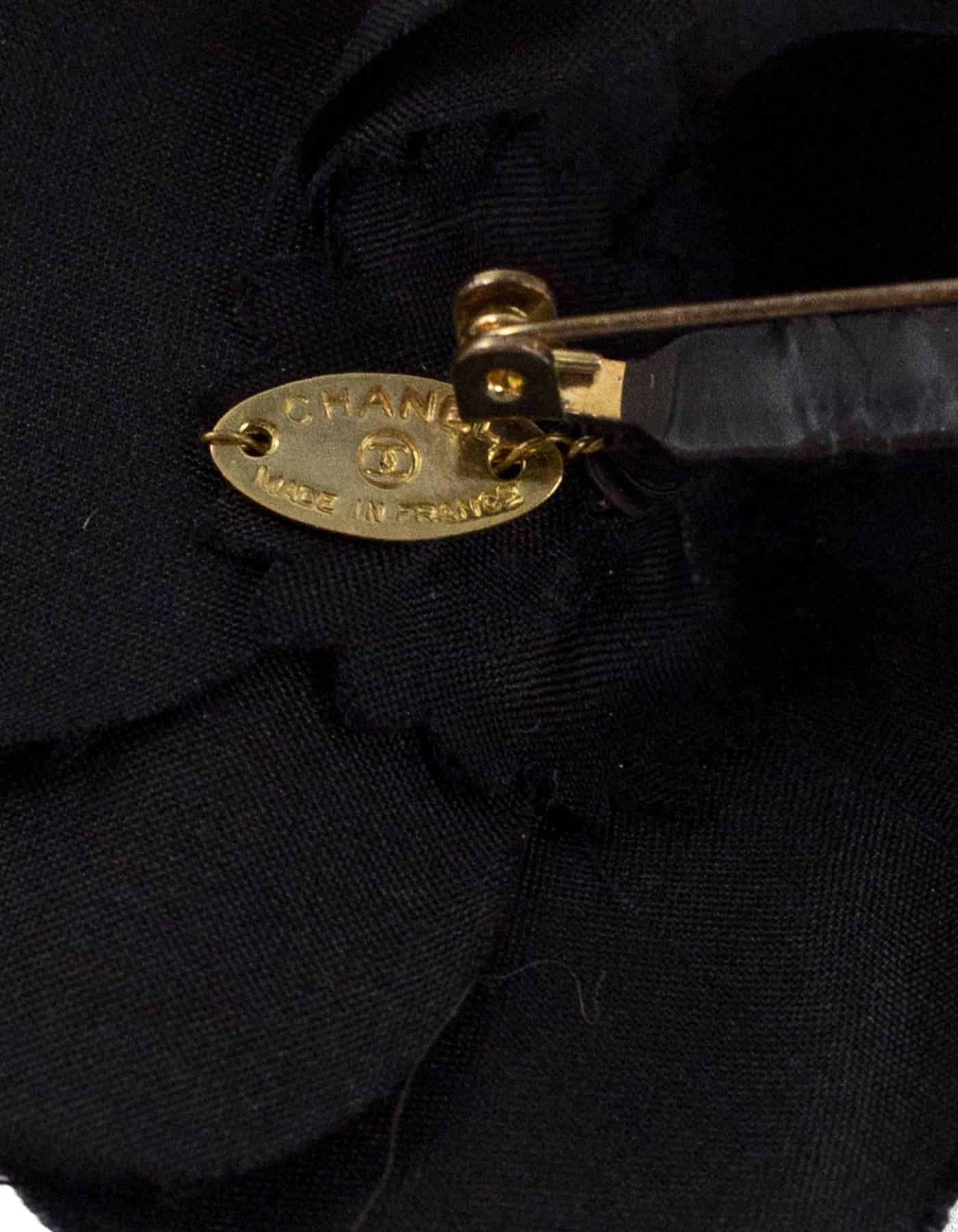 Women's Chanel Small Black Camellia Flower Brooch Pin
