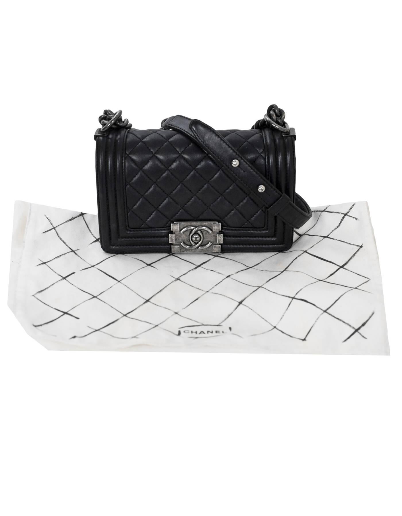 Chanel Black Quilted Lambskin Small Boy Bag with Dust Bag 3