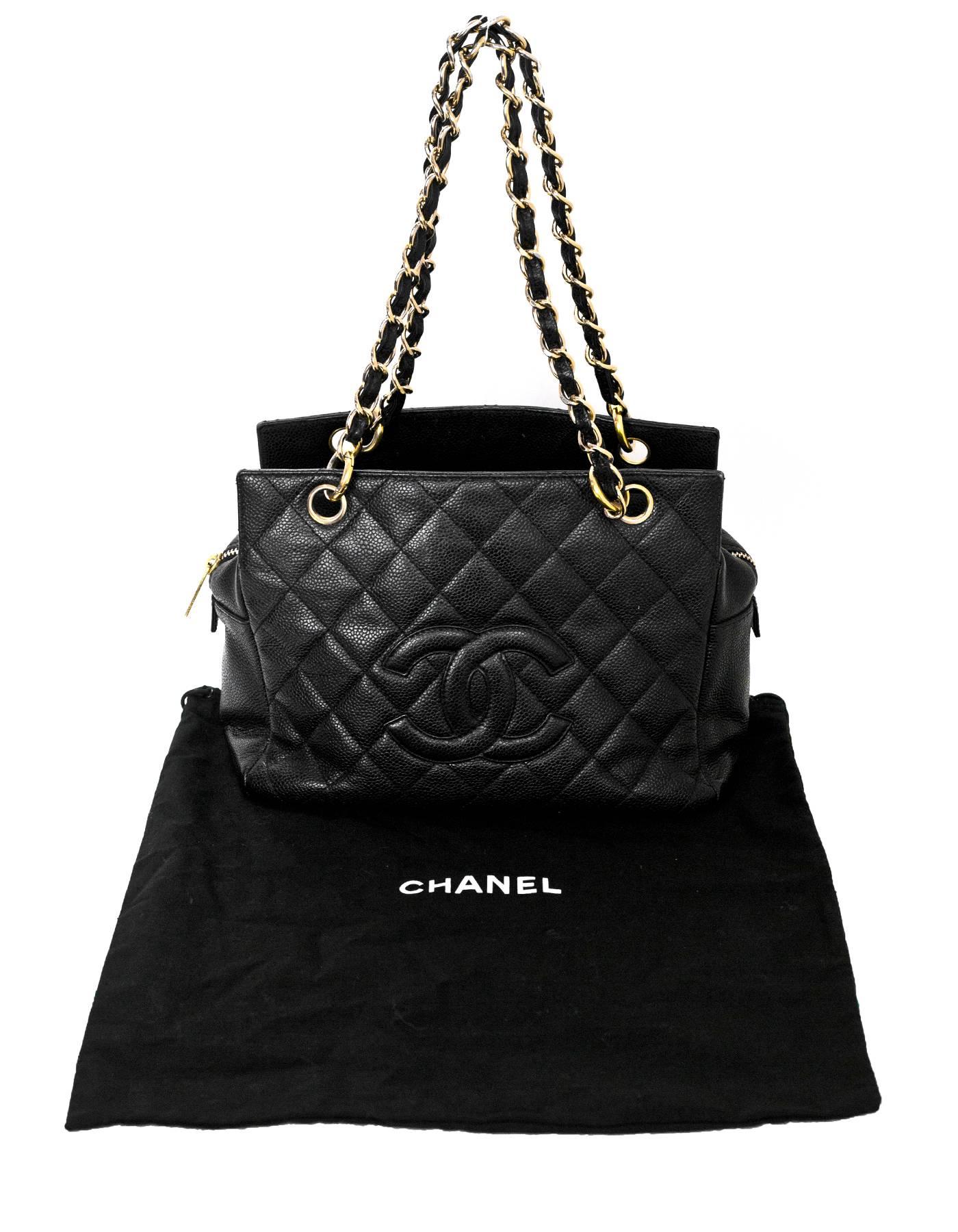 Chanel Black Caviar Leather Quilted Petite Timeless Tote PTT Bag 3