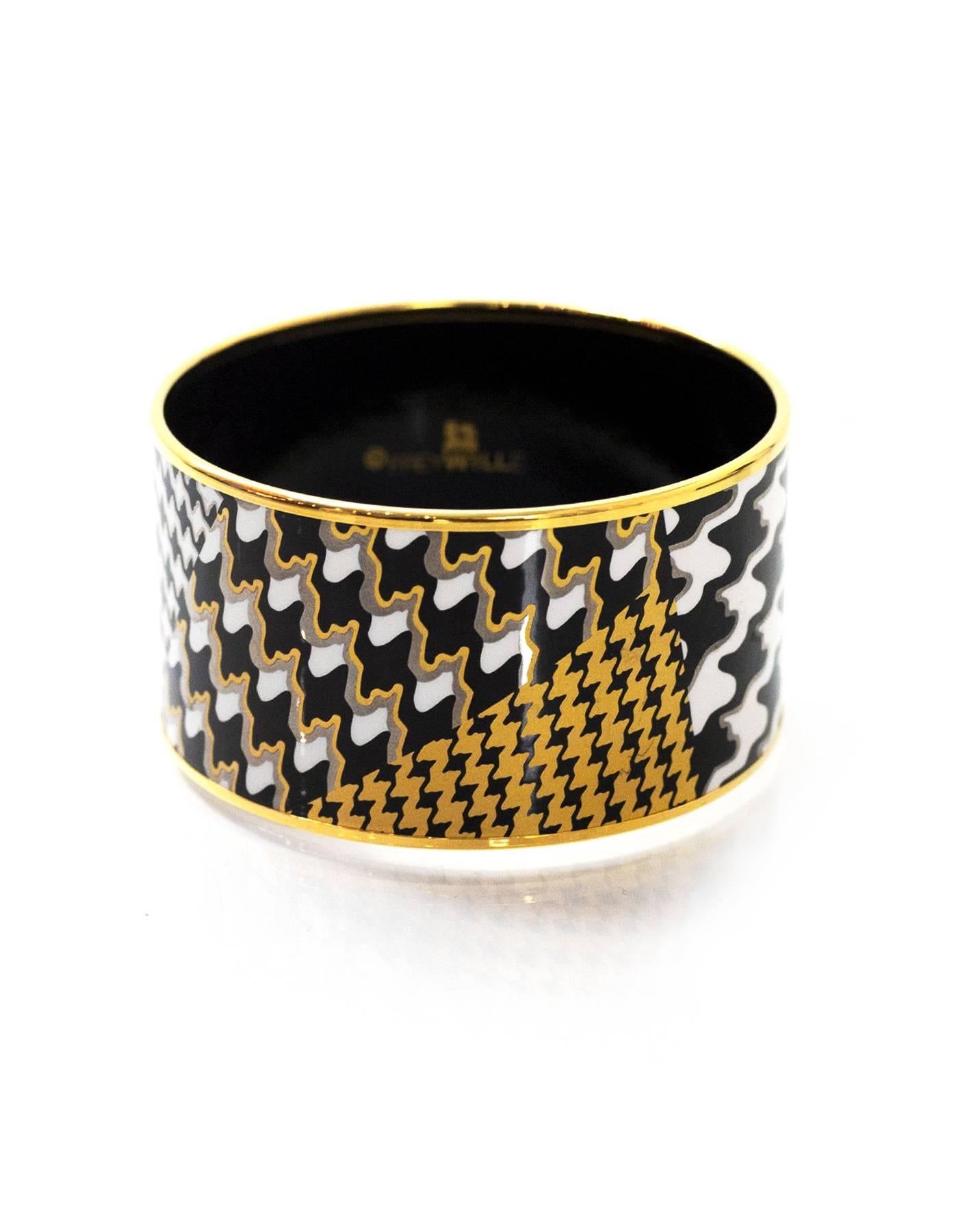 Frey Wille Houndstooth Fire 24k Gold & Enamel Wide Bangle with Box In Excellent Condition In New York, NY