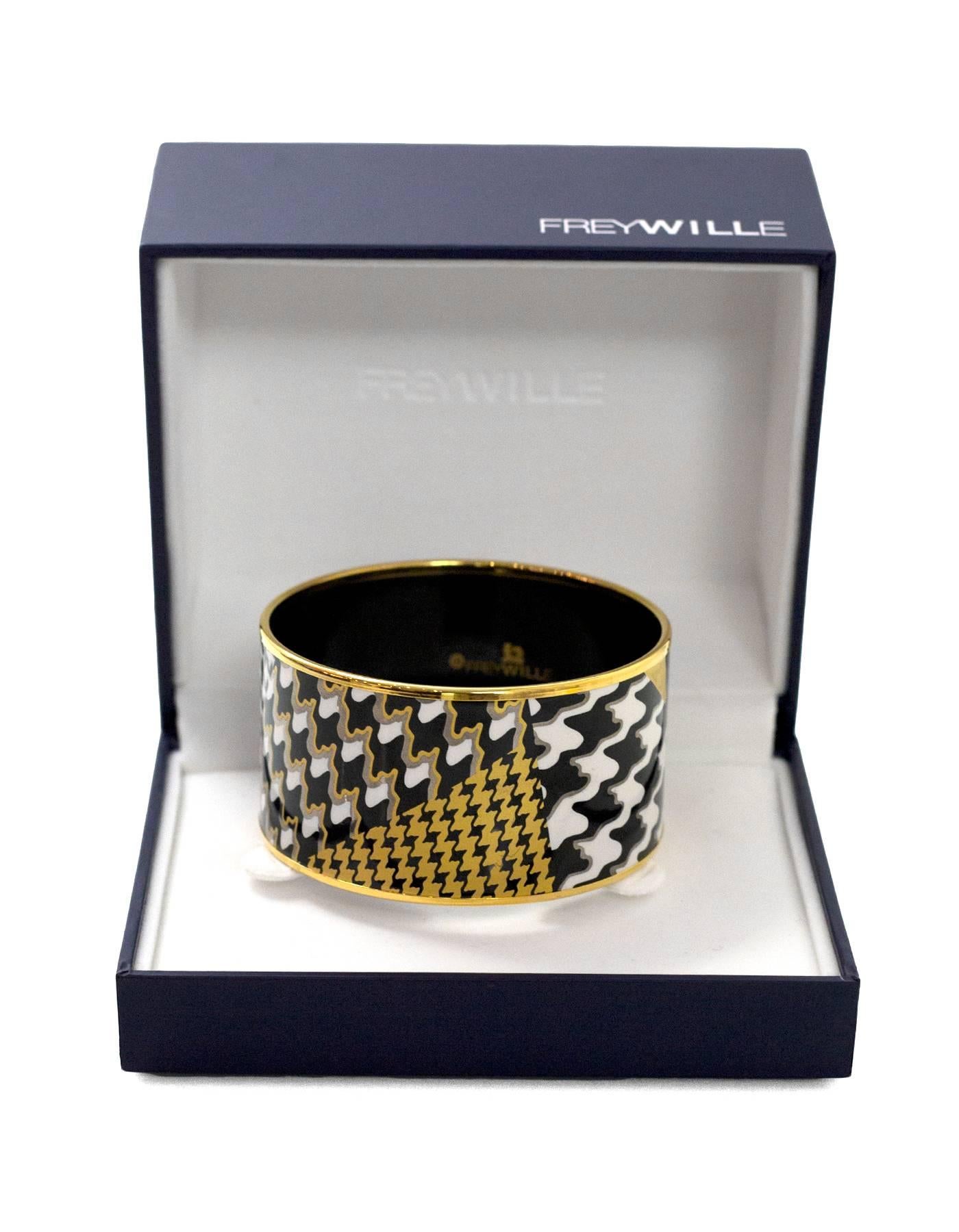 Frey Wille Houndstooth Fire 24k Gold & Enamel Wide Bangle with Box 2