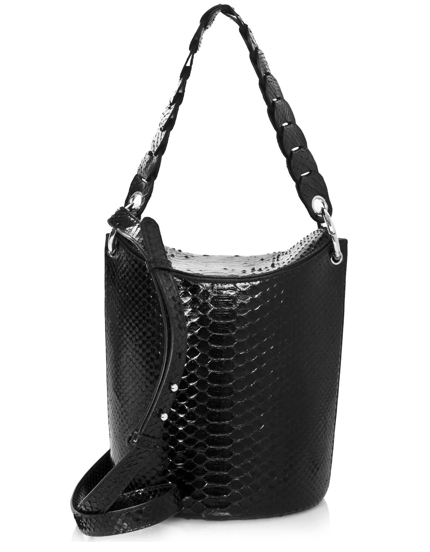 Women's Emilio Pucci Black Python Bucket Satchel Crossbody Bag