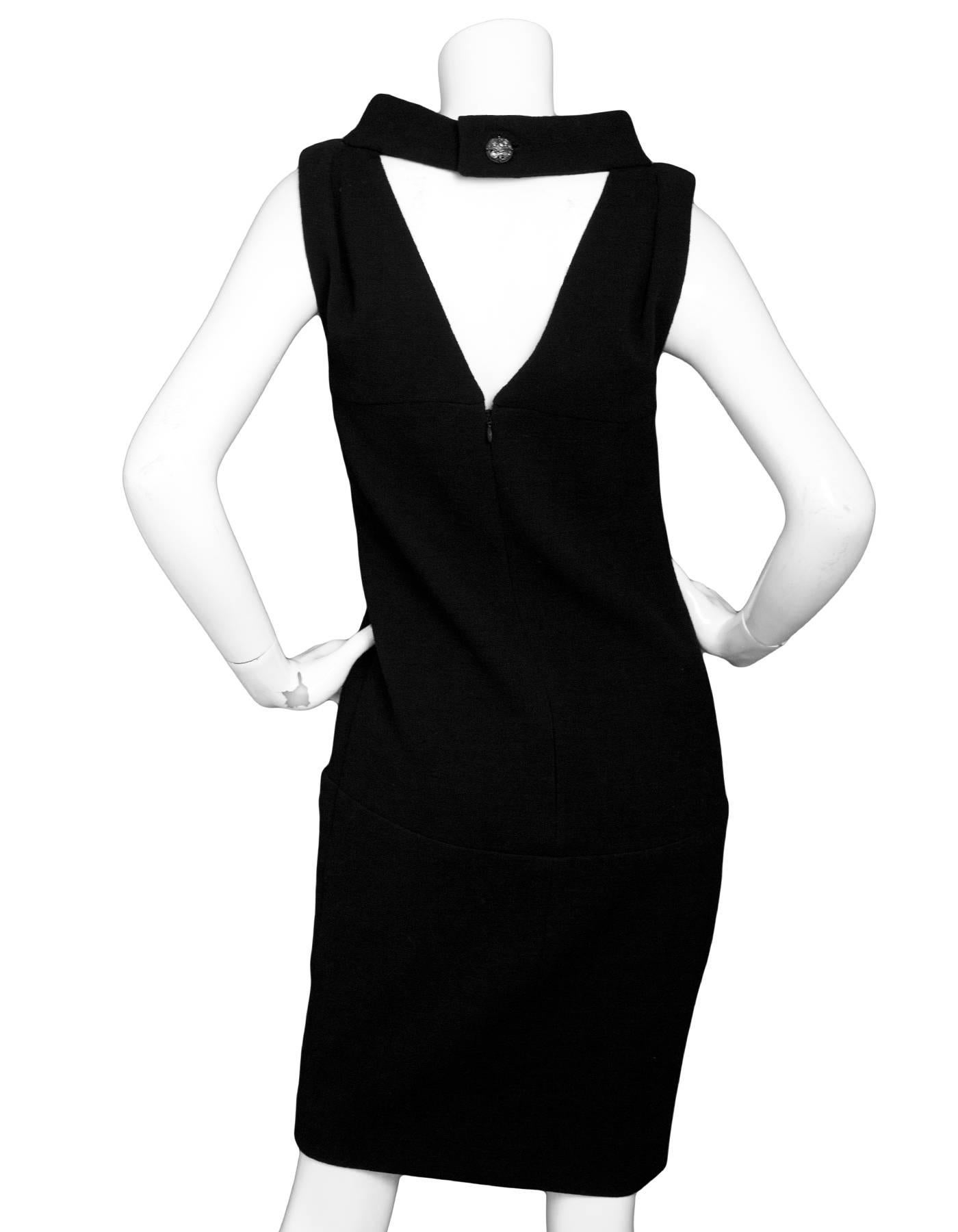 Chanel Black Wool Sleeveless Cowl-Neck Dress Sz FR38 In Excellent Condition In New York, NY