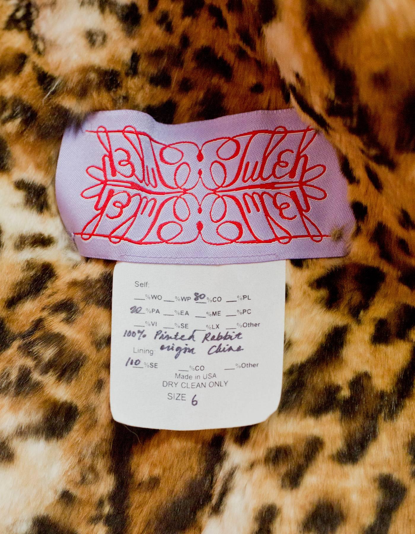 Women's Tuleh Taupe Lace Jacket with Leopard Print Rabbit Trim Sz 6