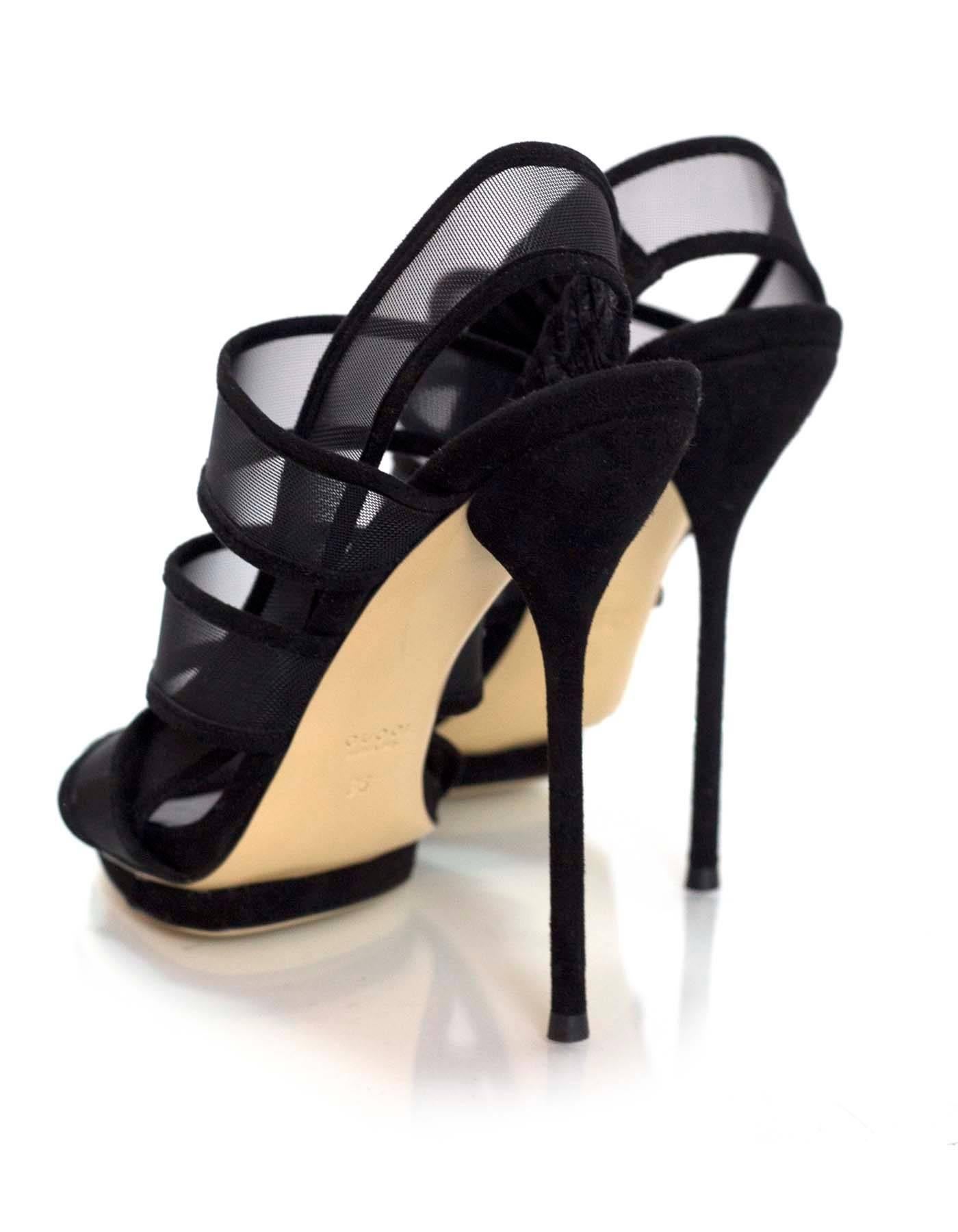 Women's Gucci Black Mesh Strappy Sandals Sz 36